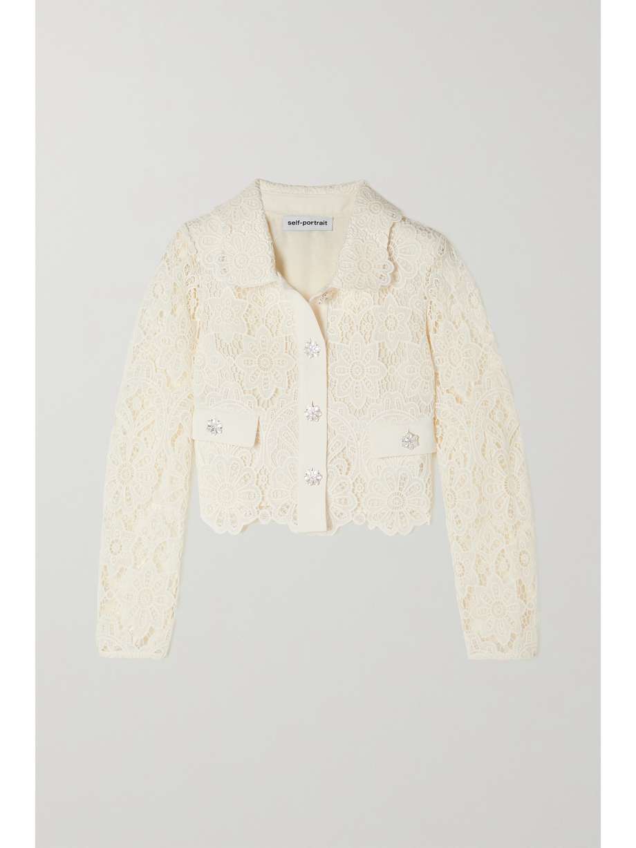net-a-porter.com | Crystal-embellished guipure lace jacket