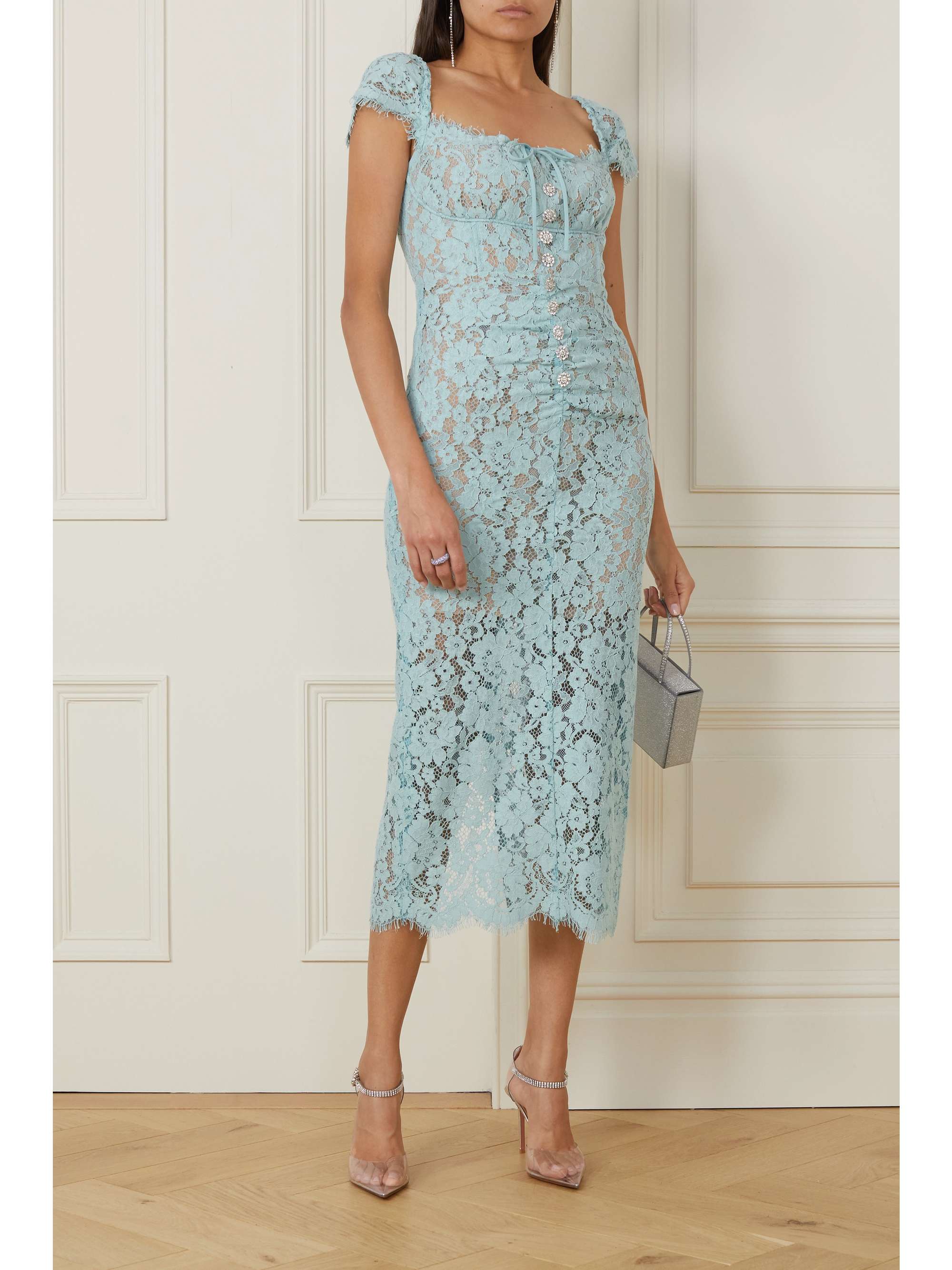 corded lace midi dress | SELF-PORTRAIT 