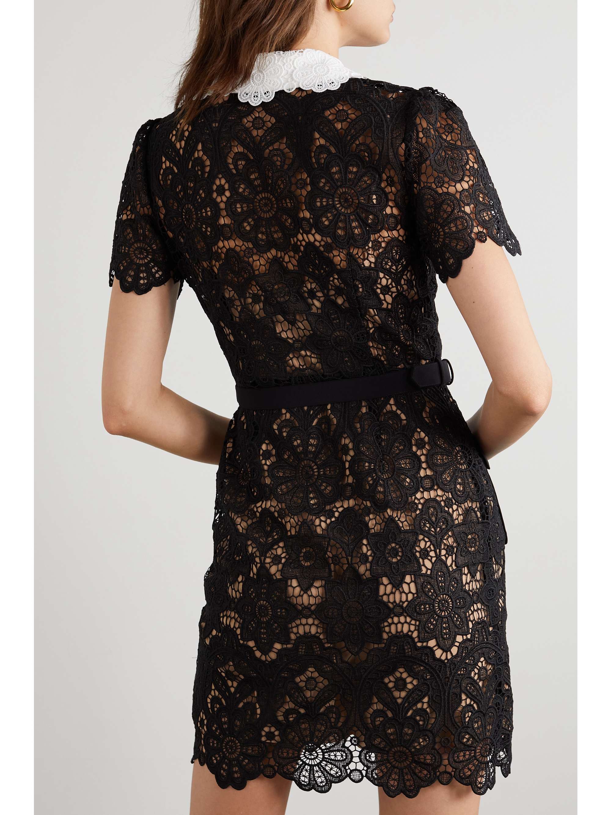 SELF-PORTRAIT Button-embellished guipure lace mini dress