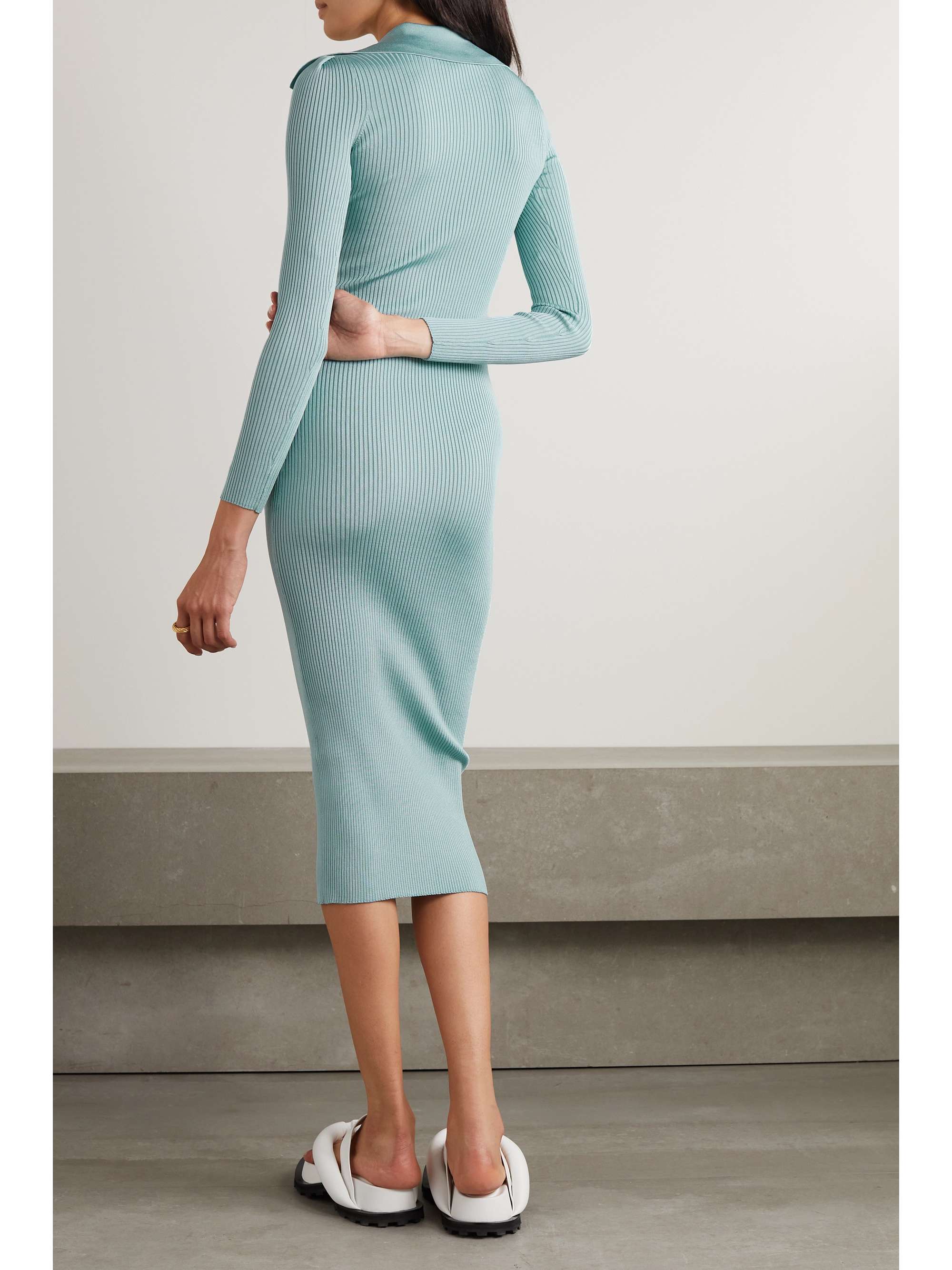 SELF-PORTRAIT Embellished ribbed-knit midi dress | NET-A-PORTER