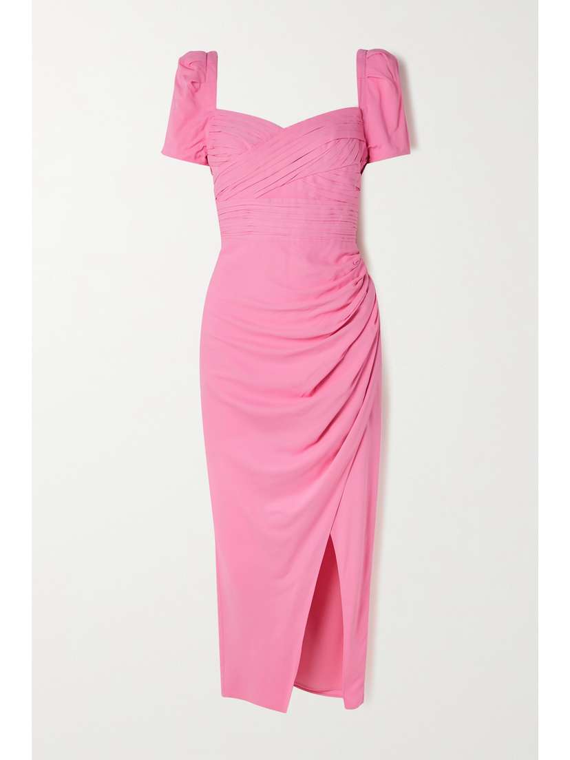 Self-Portrait Draped Crepe Midi Dress