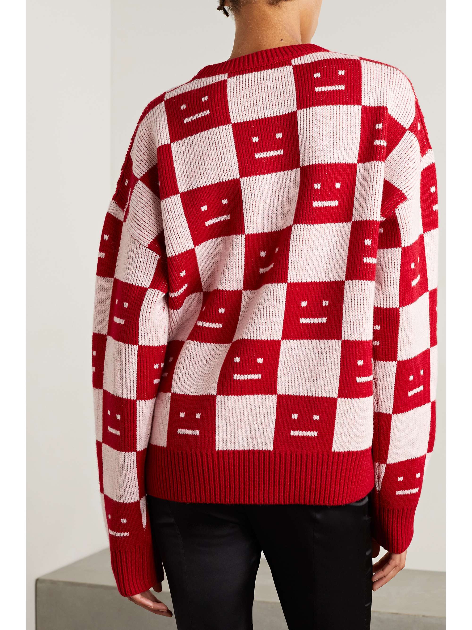 Acne Studios - Checked Jacquard-knit Wool Sweater - Red - medium - Net a Porter