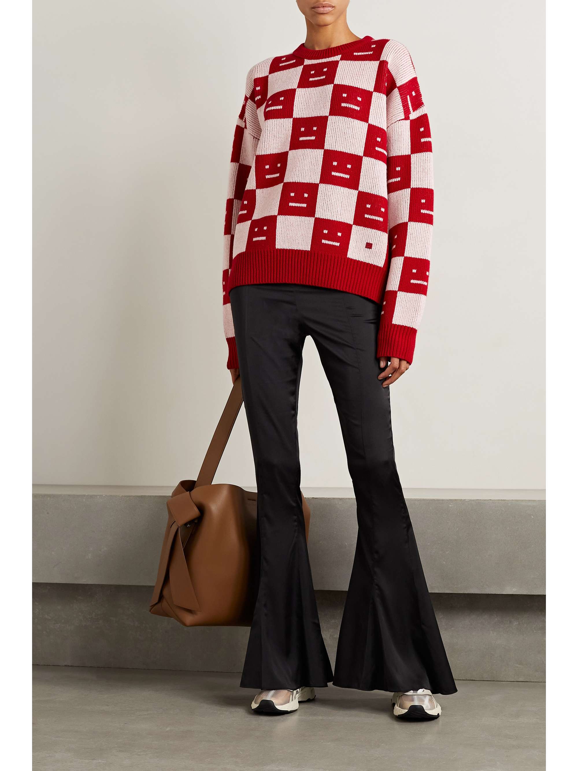 Acne Studios - Checked Jacquard-knit Wool Sweater - Red - medium - Net a Porter