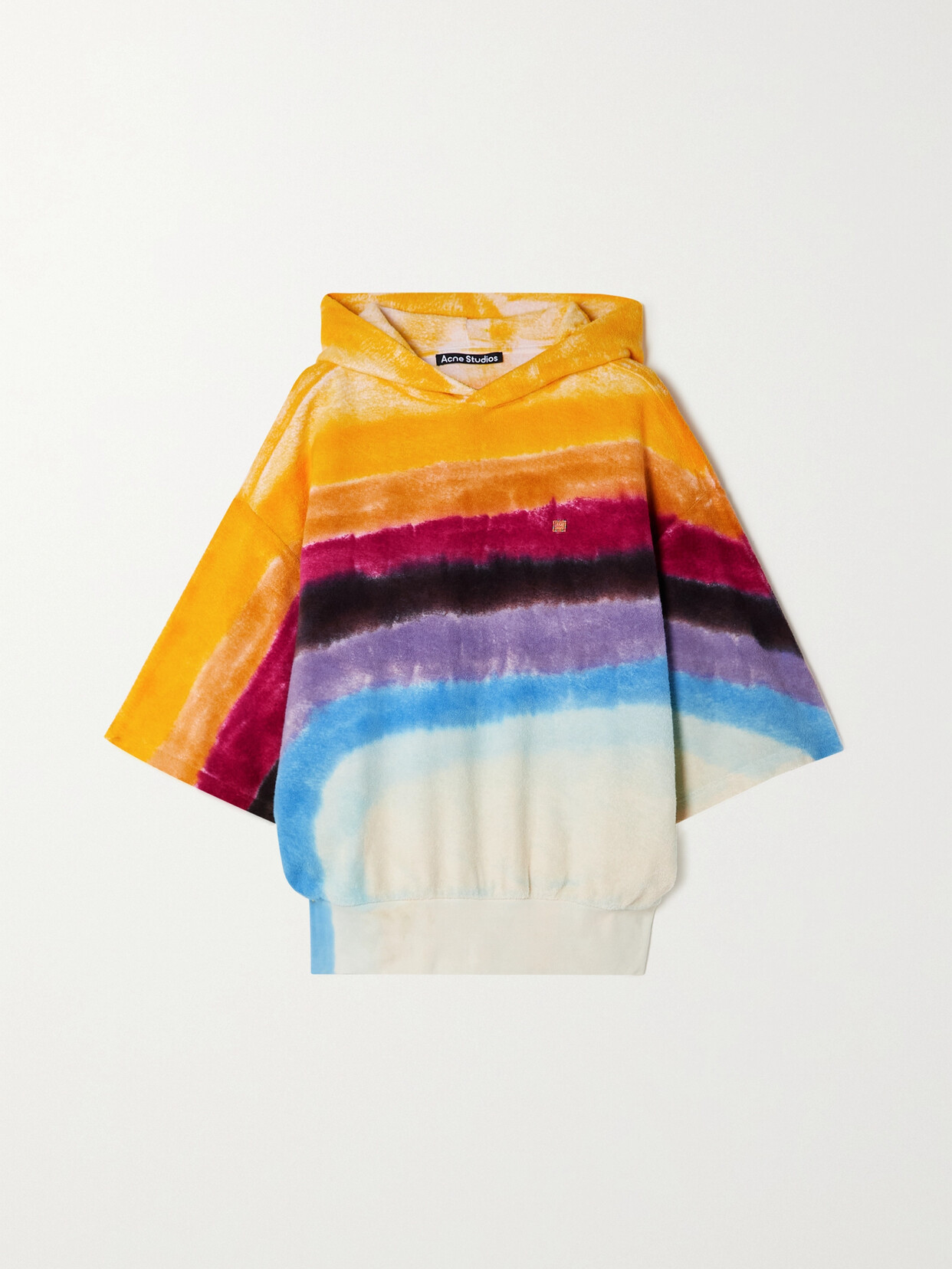 Acne Studios Embroidered Striped Cotton-terry Hoodie - Yellow