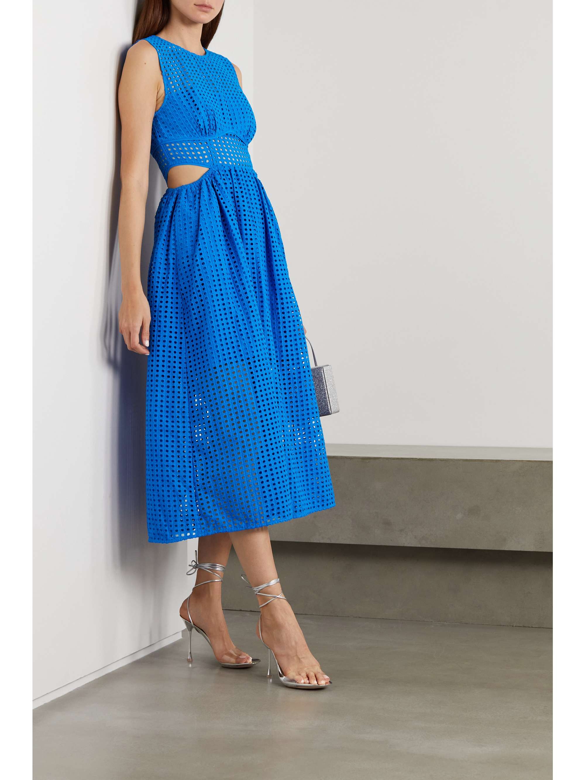 SELF-PORTRAIT Cutout broderie anglaise cotton midi dress | NET-A-PORTER