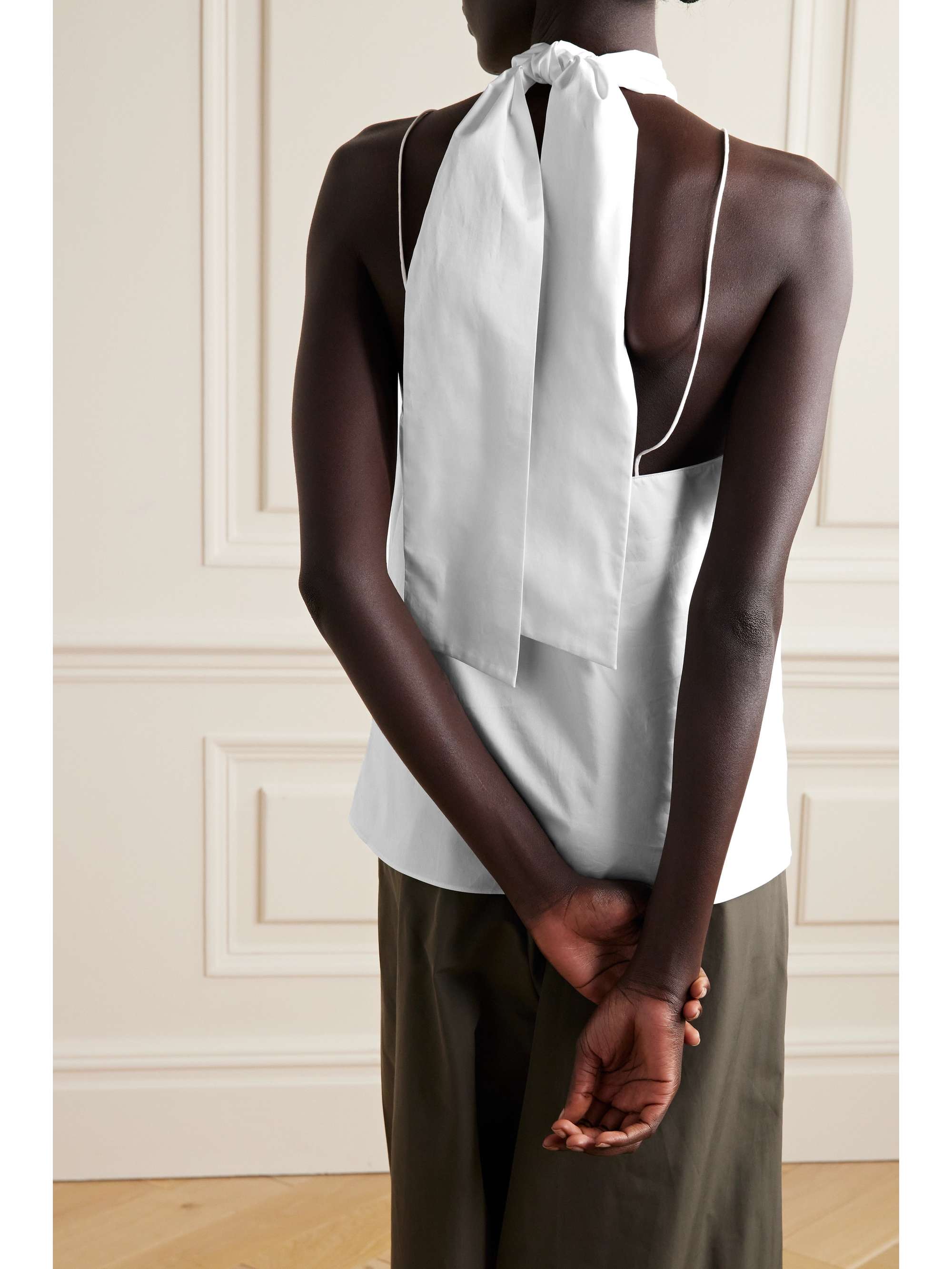 TIBI Cotton-poplin halter neck top