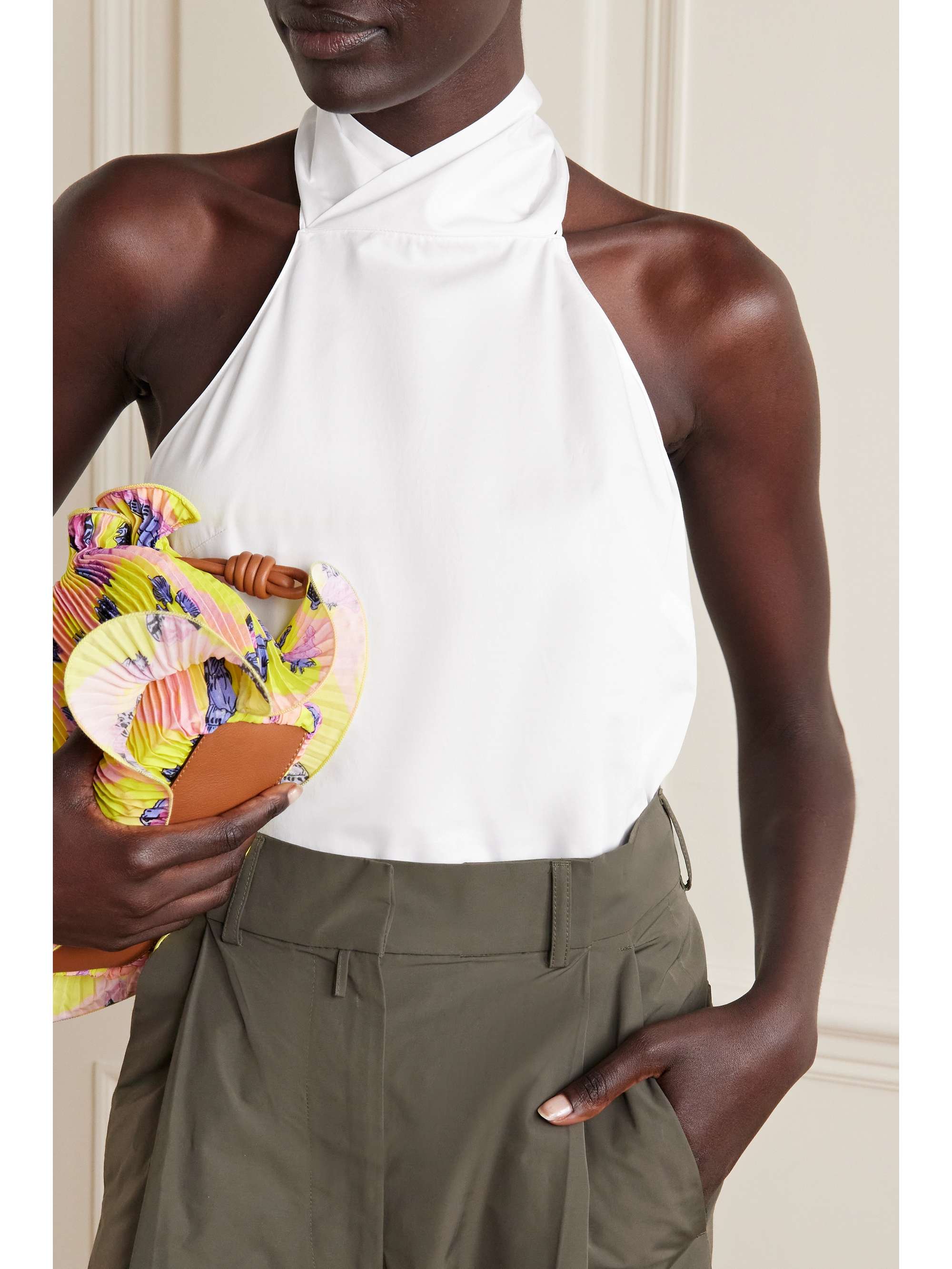 TIBI Cotton-poplin halter neck top