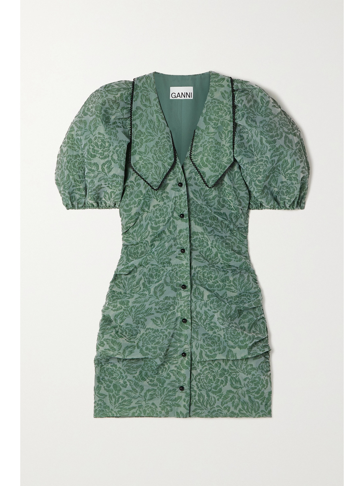 Gathered Recycled Jacquard Mini Dress