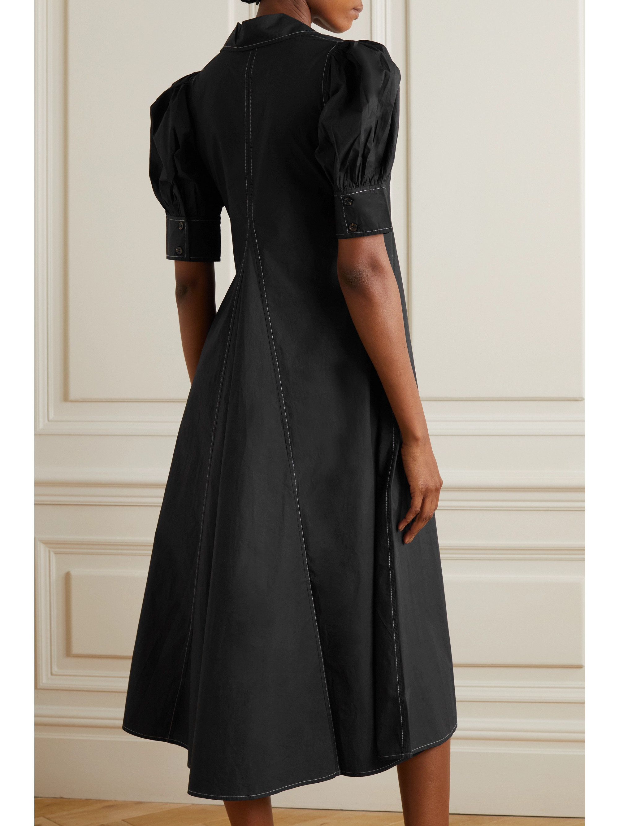 ganni cotton and silk midi dress Ganni Cotton Silk Dress