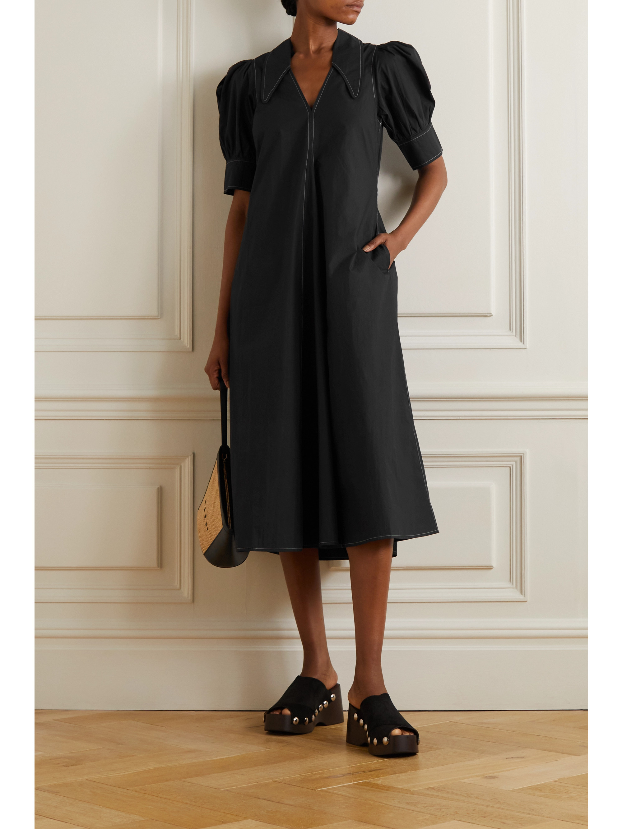 white christmas dresses Cotton Poplin Midi Strap Smock Dress main image 0
