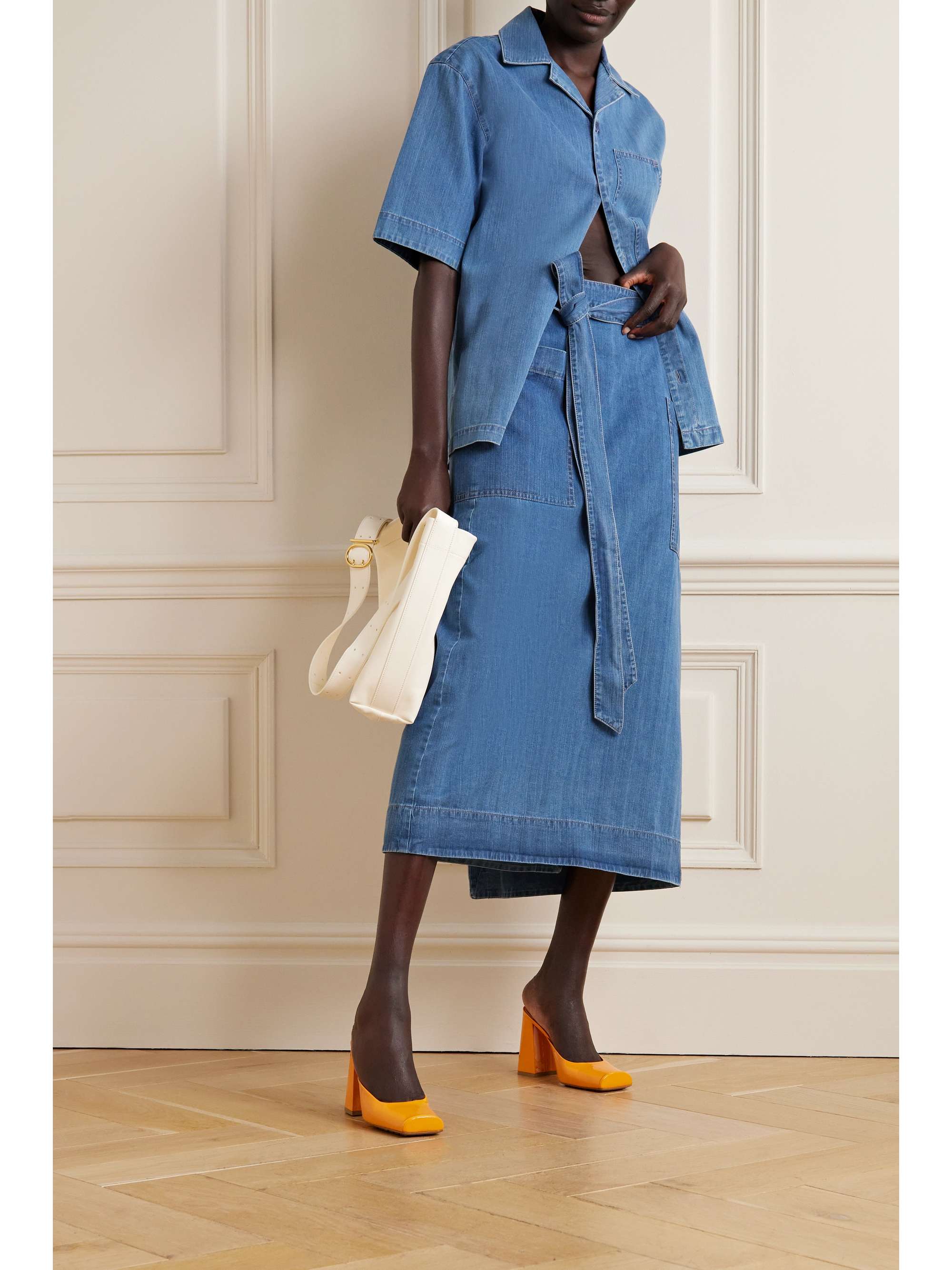 Mid denim Summer denim shirt | TIBI 