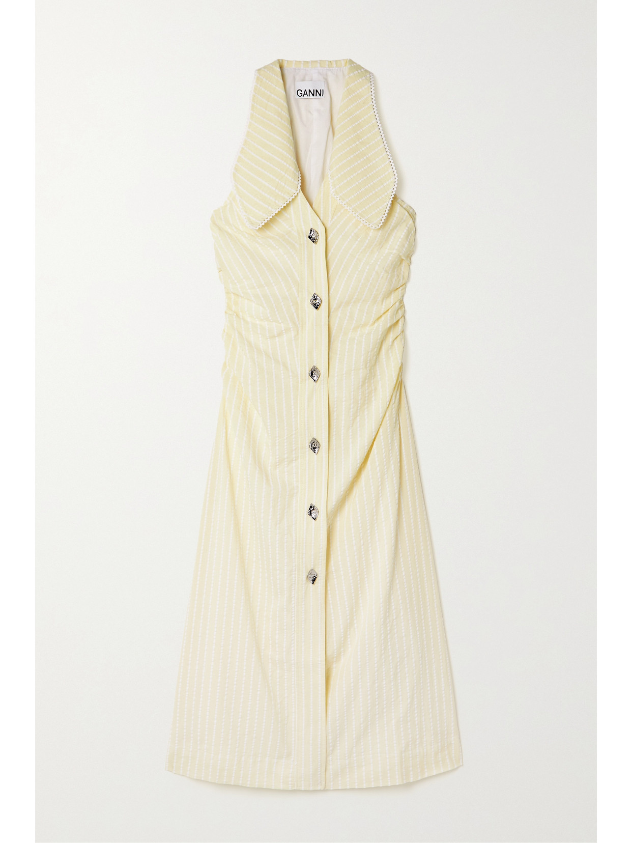 Striped Organic Cotton-seersucker Midi Dress