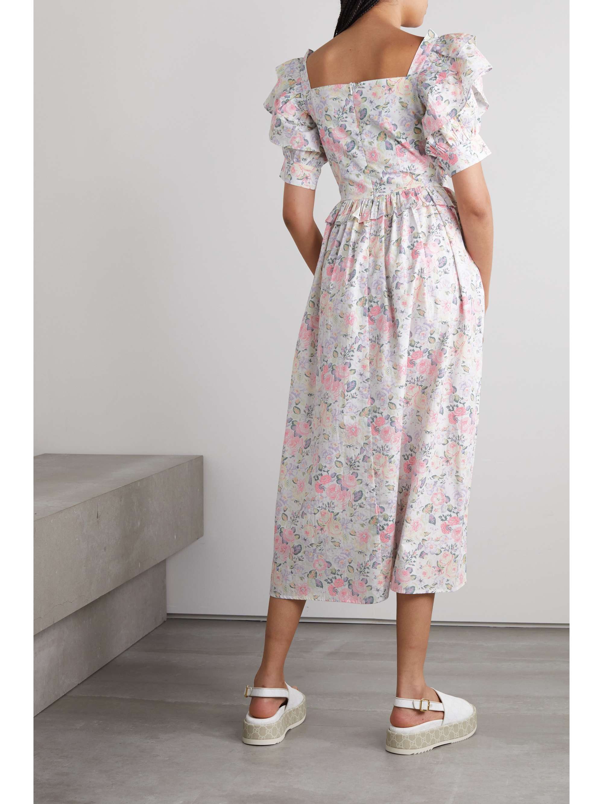 BATSHEVA + Laura Ashley Eden ruffled cottonpoplin midi dress NETA