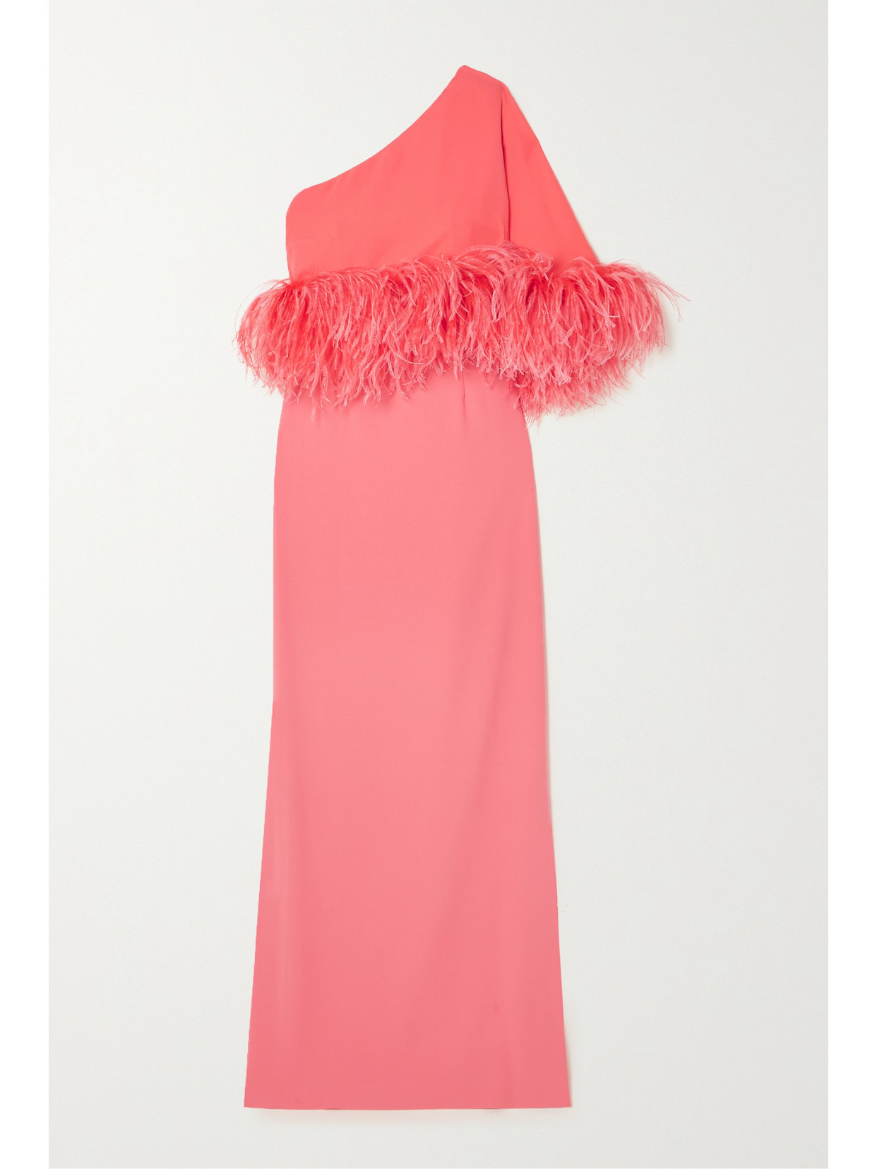 16ARLINGTON - Alder Cape-effect Feather-trimmed Crepe Gown - Coral 22 Awaiting product image