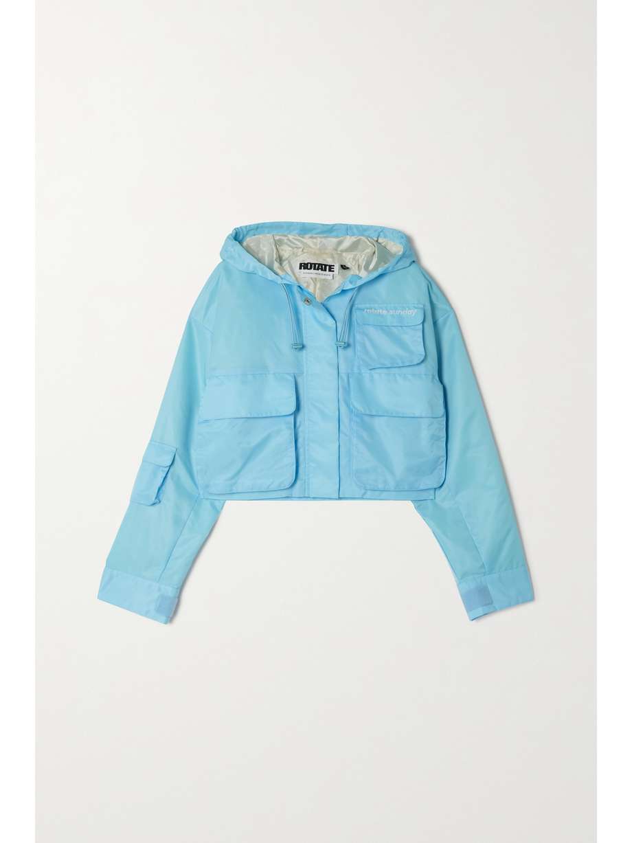 net-a-porter.com | Drew cropped embroidered recycled shell hooded jacket