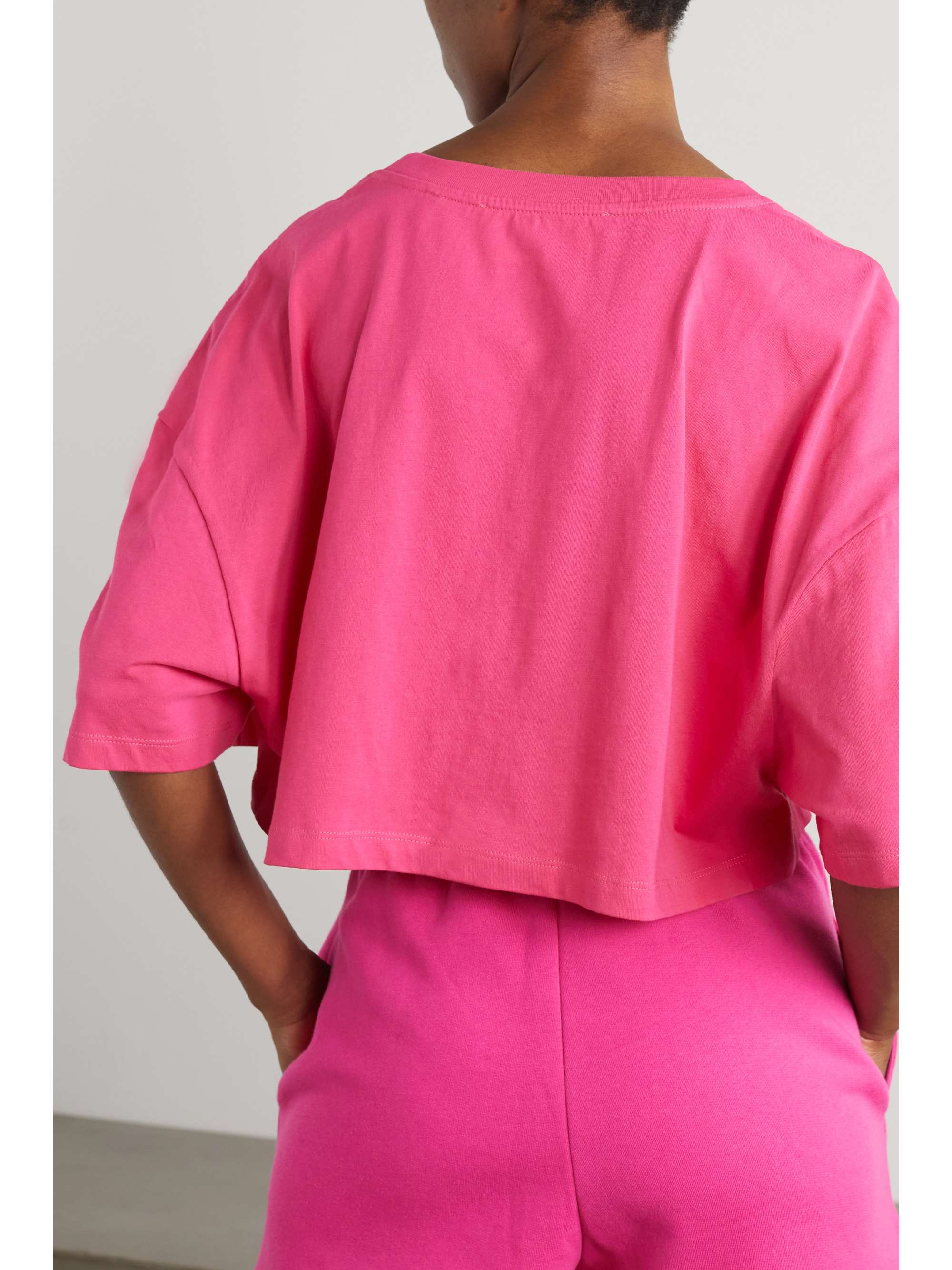 ROTATE BIRGER CHRISTENSEN T-shirt raccourci en jersey de coton biologique imprimé Tyra