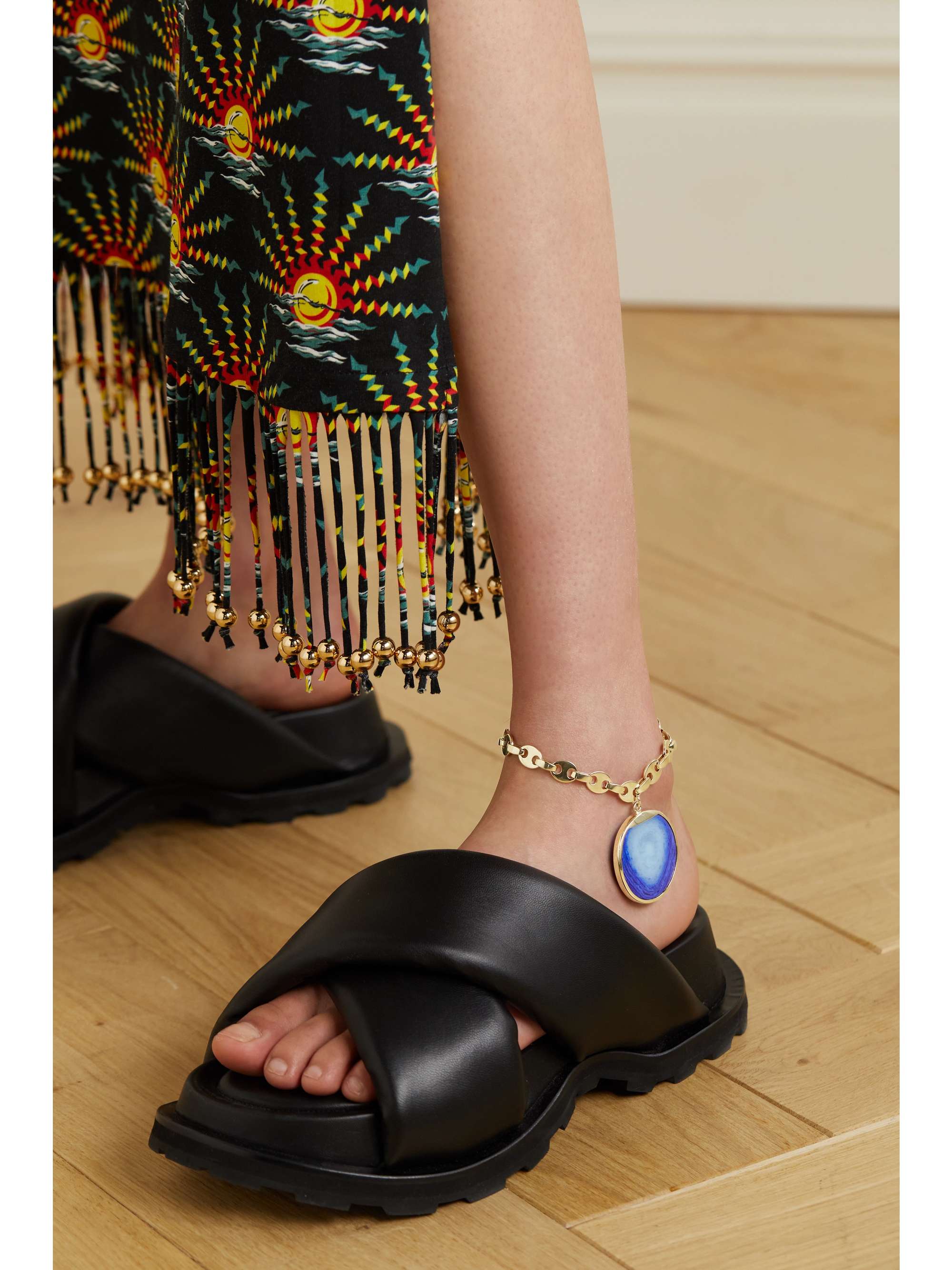 PACO RABANNE Eight Nano gold-tone glass anklet