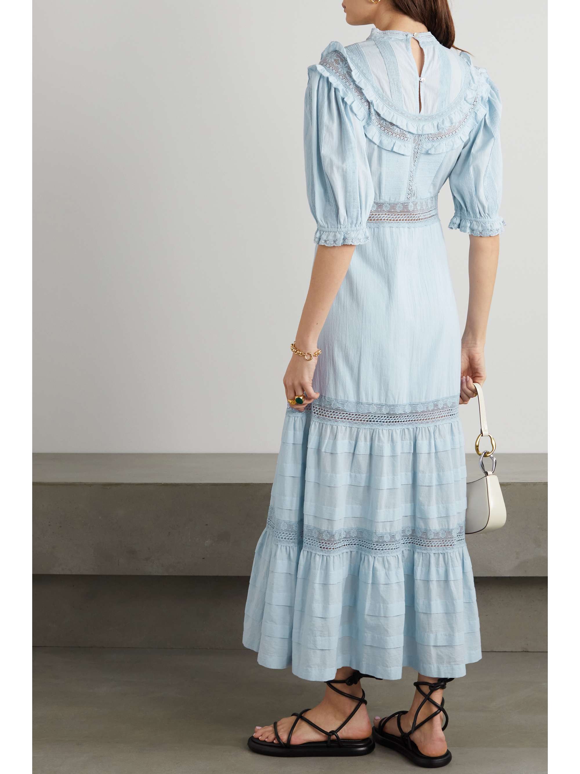 RIXO Rosa crocheted lace-trimmed cotton maxi dress