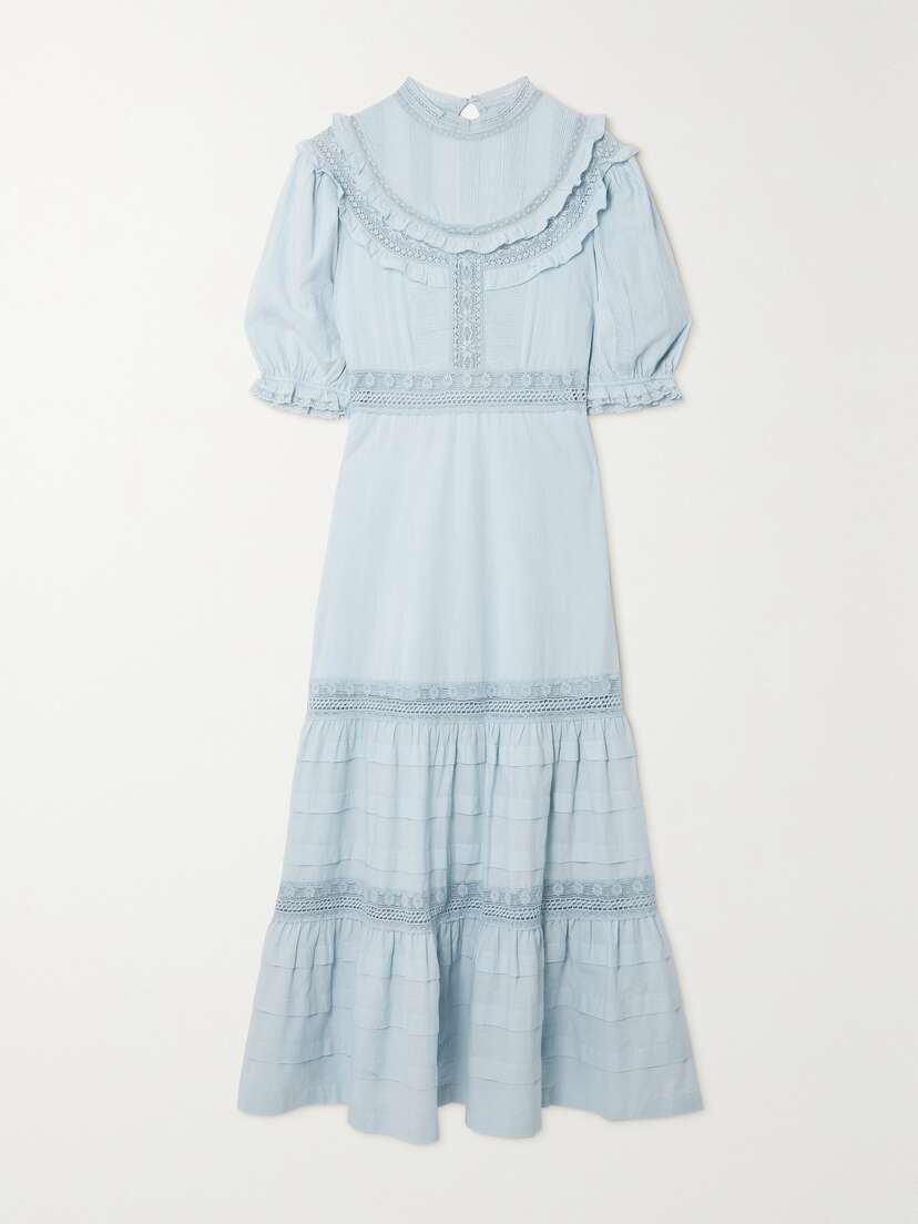 Rixo Rosa Crocheted Lace-trimmed Cotton Maxi Dress - UK 20