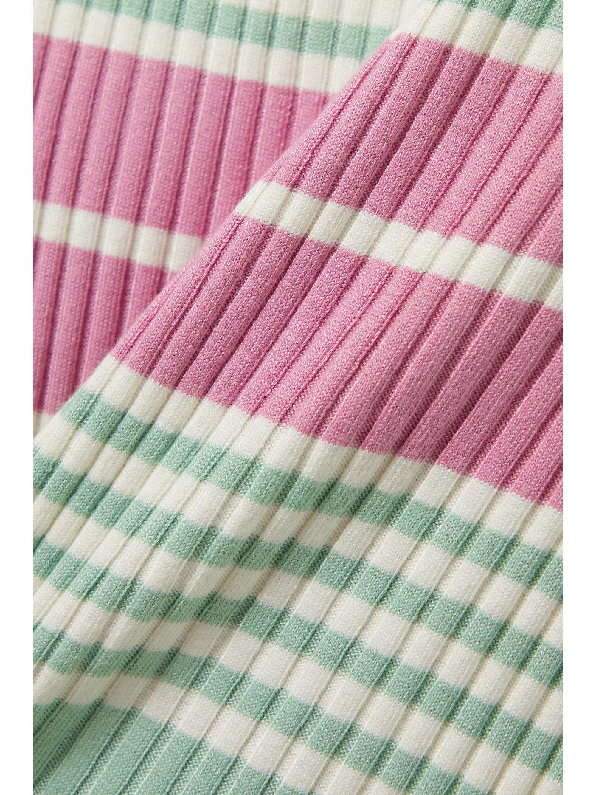 RIXO Kelly striped ribbed-knit midi skirt