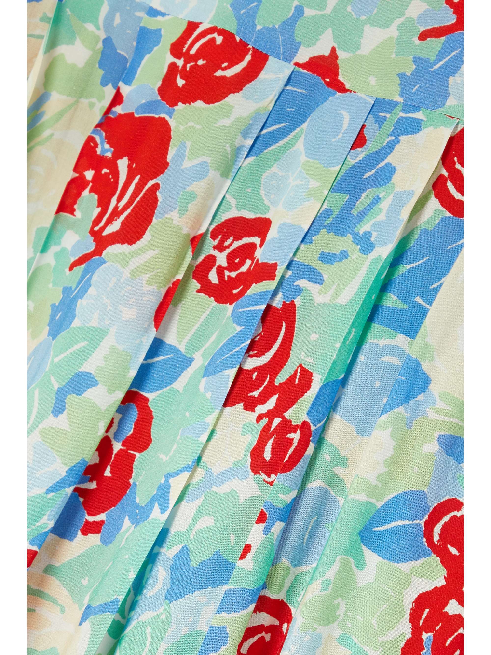 RIXO Nancy pleated floral-print voile midi skirt