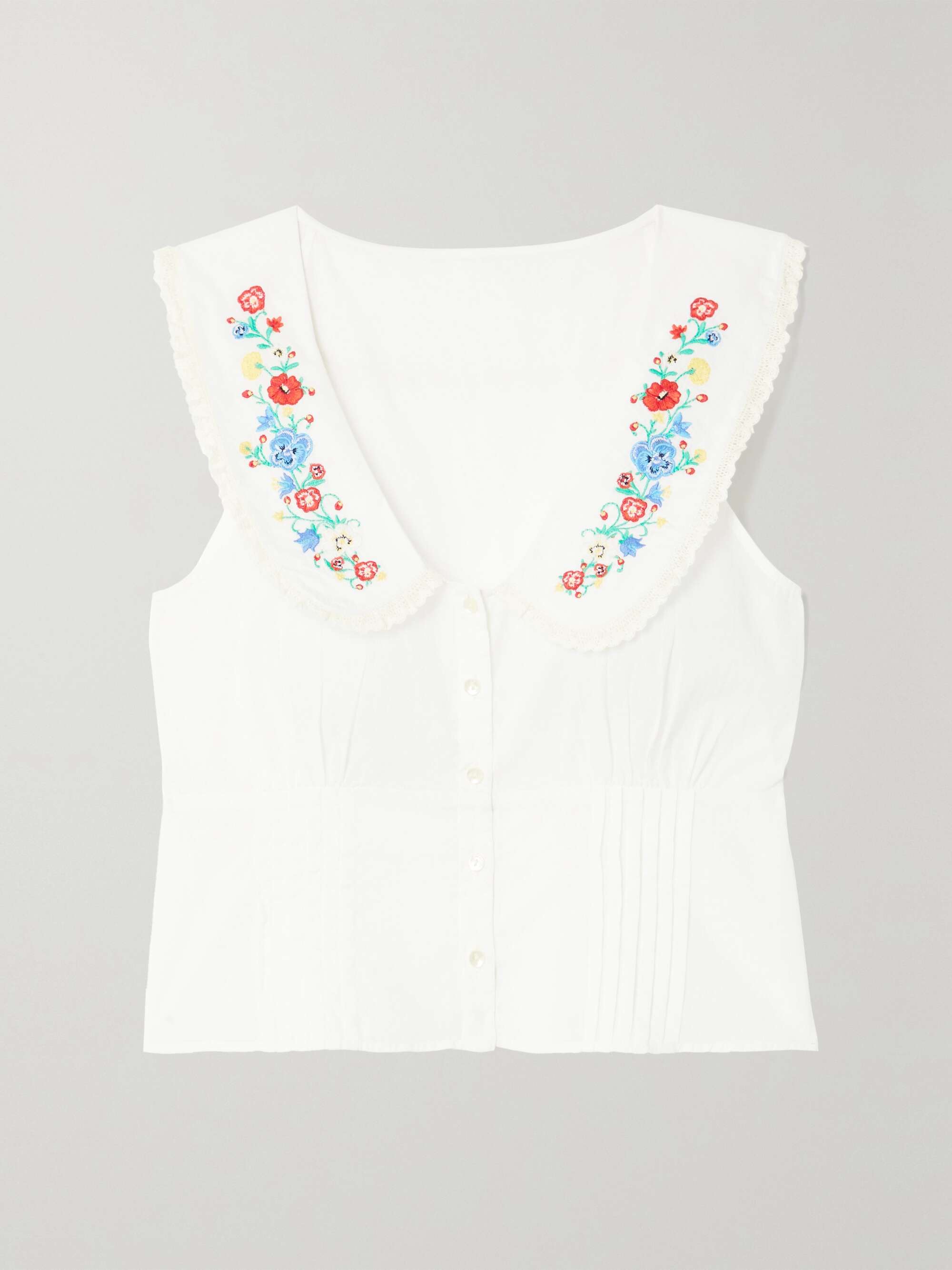 White Soller lace-trimmed embroidered 