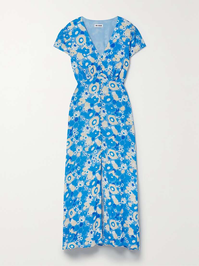 Rixo Aspen Floral-print Crepe Midi Dress