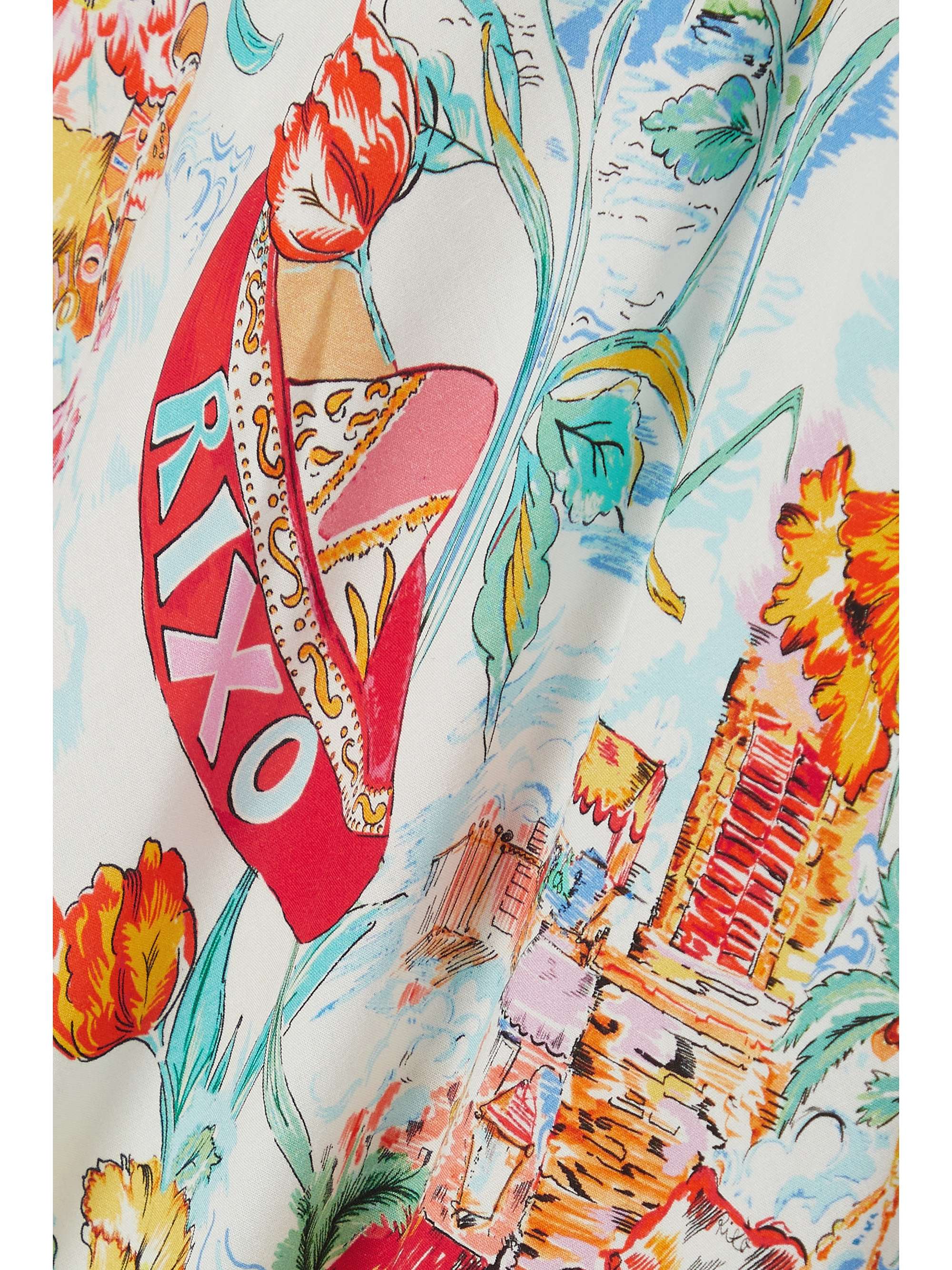 RIXO Kelly printed voile midi skirt