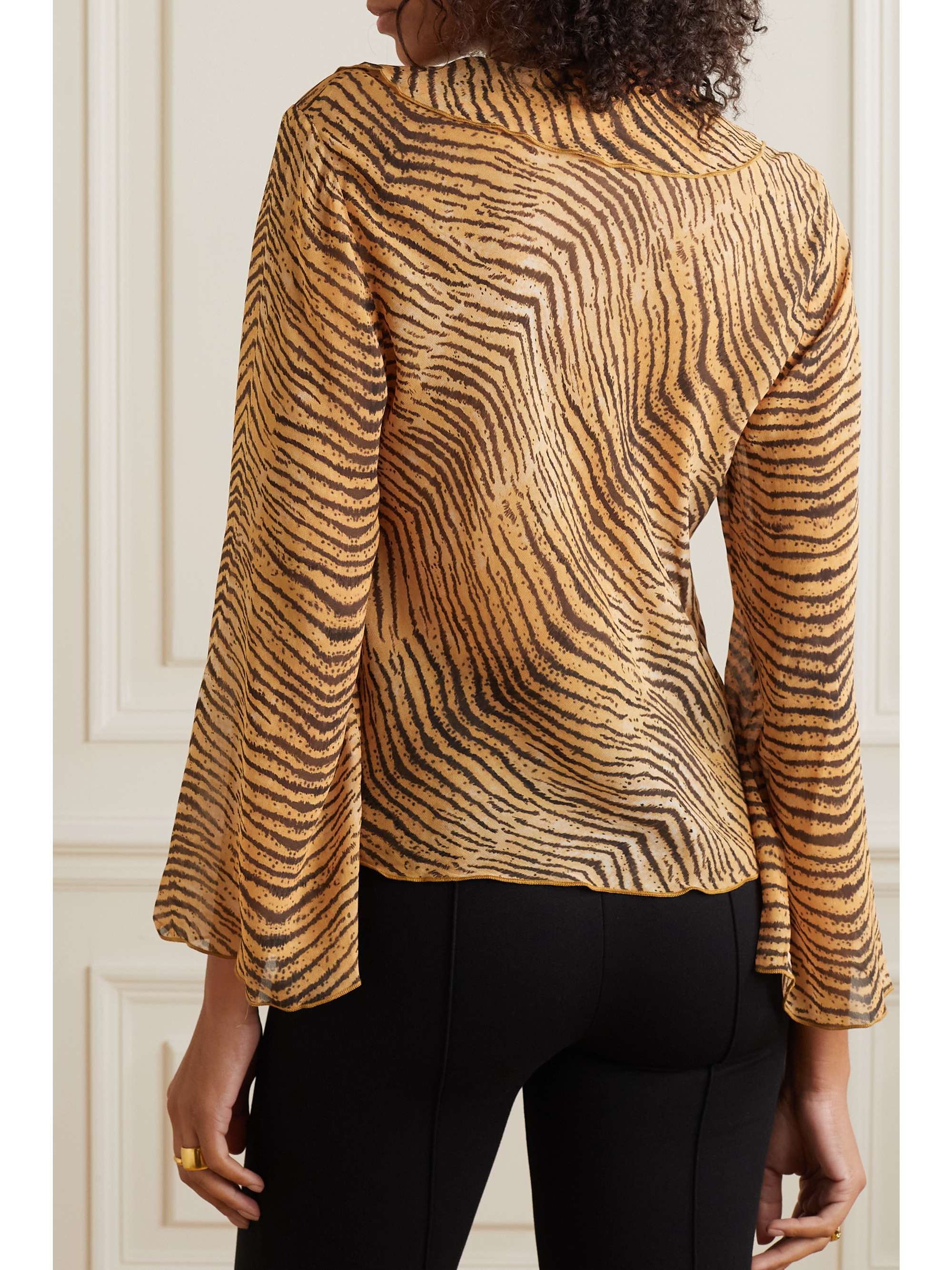 RIXO Darwin tiger-print georgette blouse