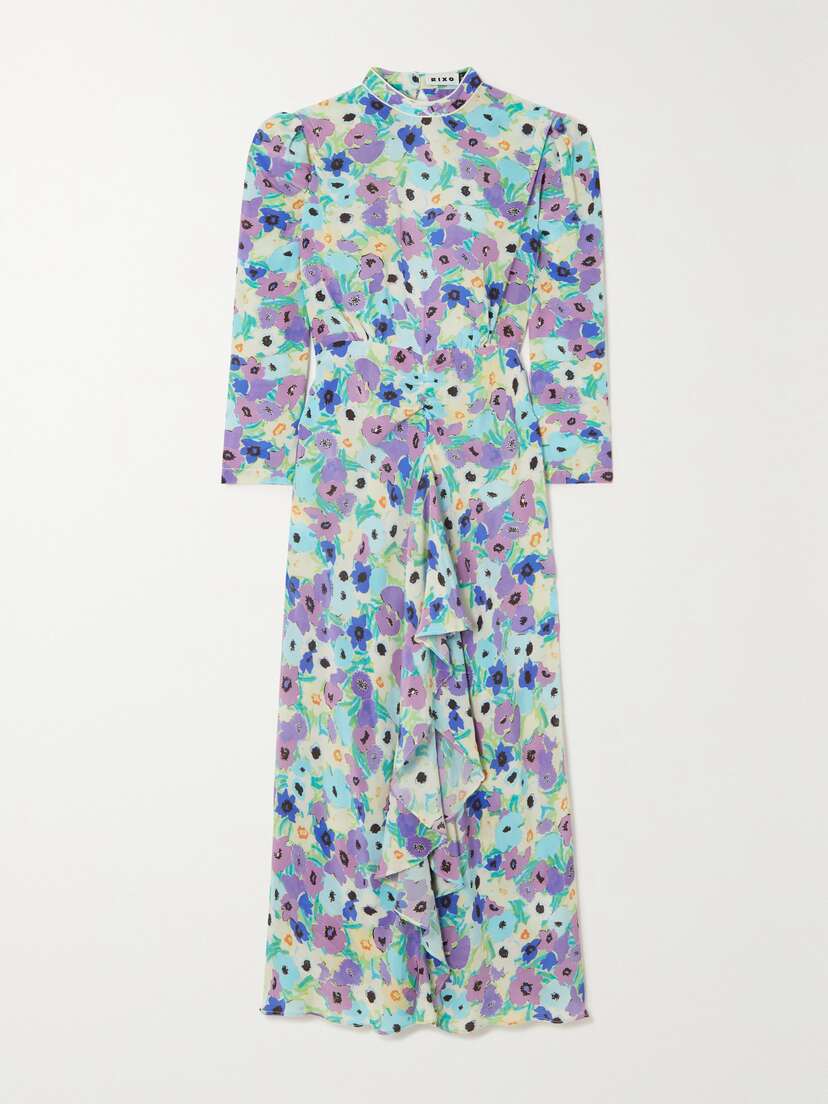 Rixo Dani Open-back Floral-print Silk Crepe De Chine Midi Dress