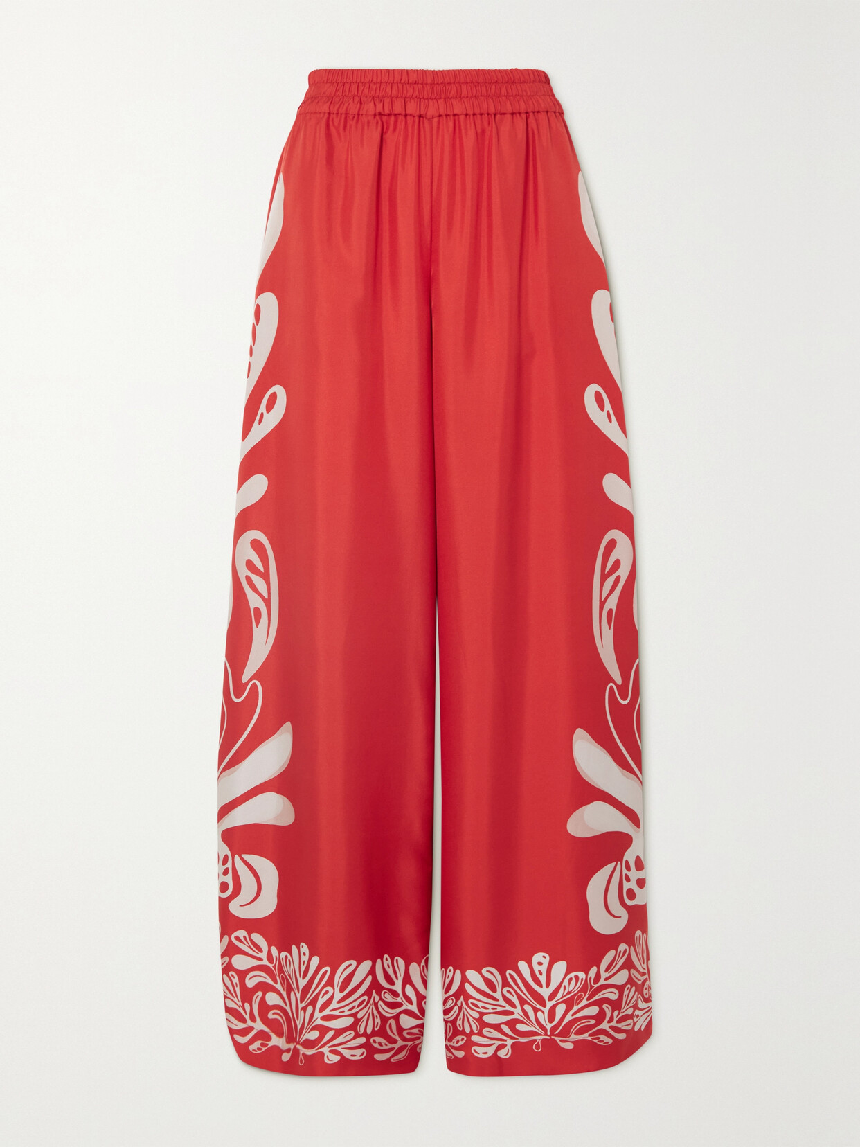 La DoubleJ Printed Silk-twill Wide-leg Pants - Red