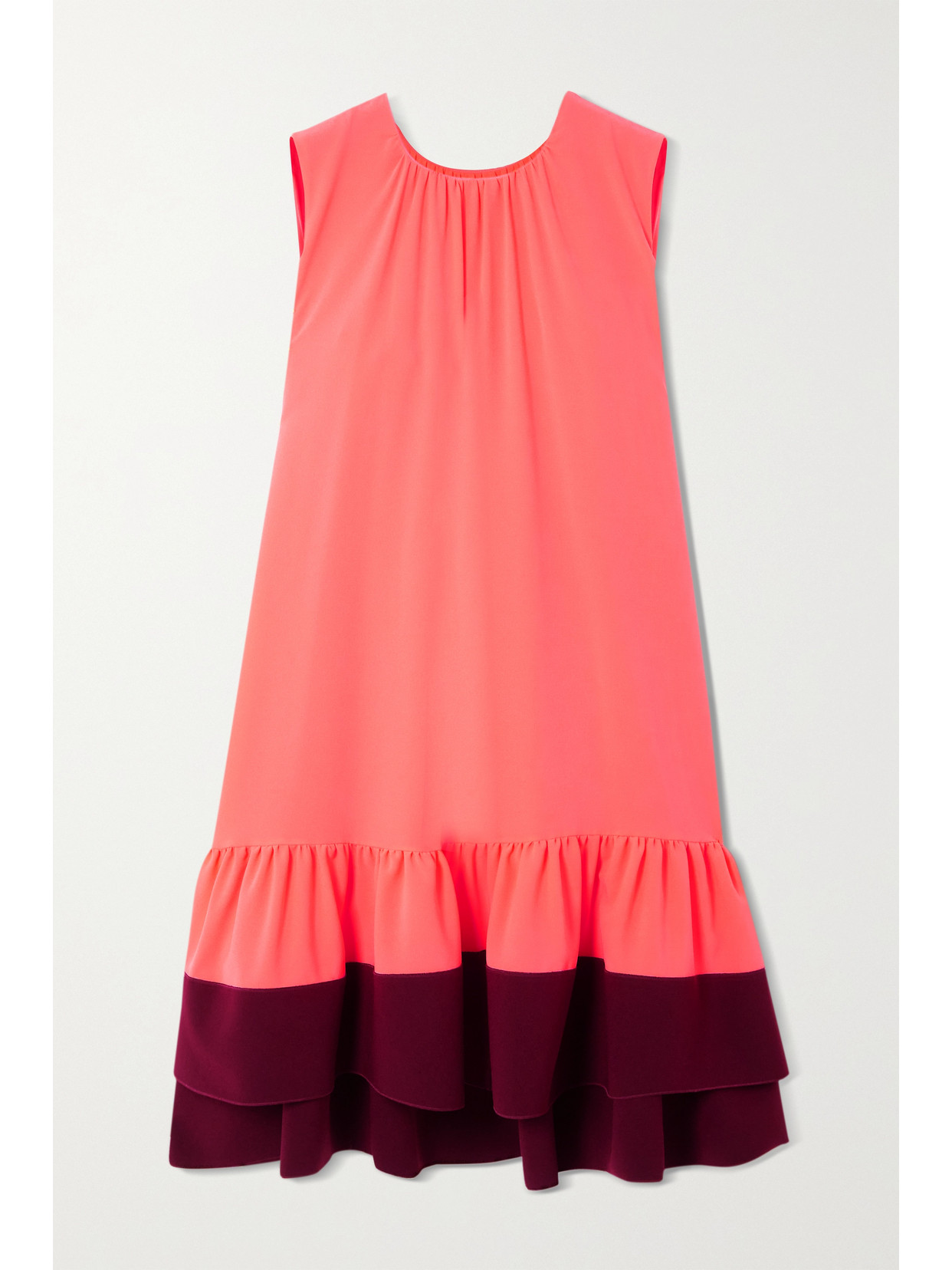 Roksanda Fuerza Ruffled Two-tone Neon Crepe Mini Dress