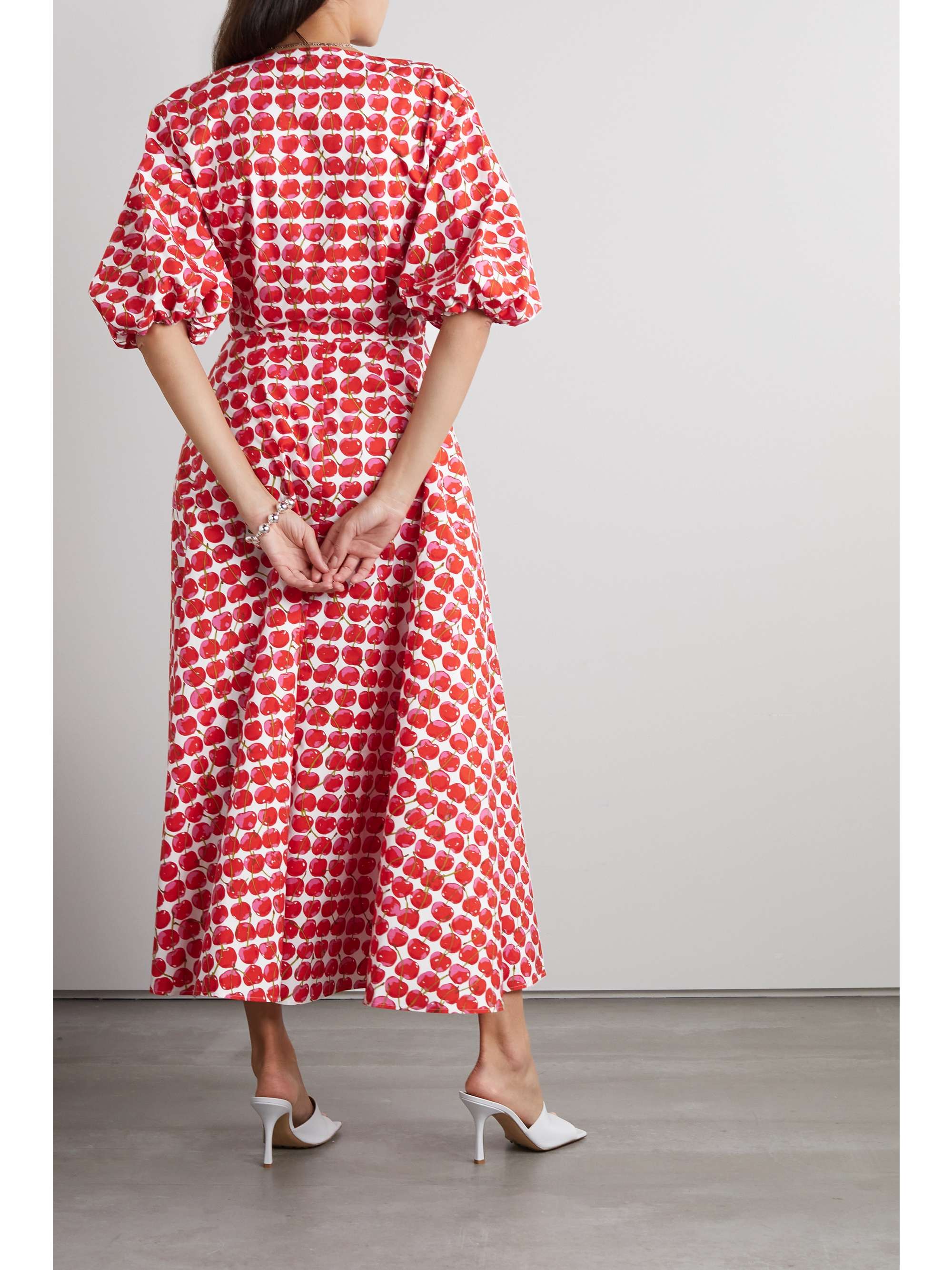 LA DOUBLEJ Peek-A-Boo belted printed cotton-poplin midi dress | NET-A ...