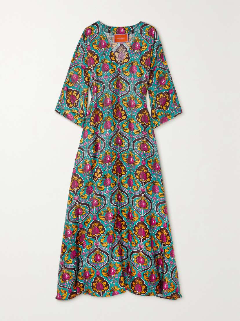 La DoubleJ Muumuu Printed Silk-twill Maxi Dress - xx large