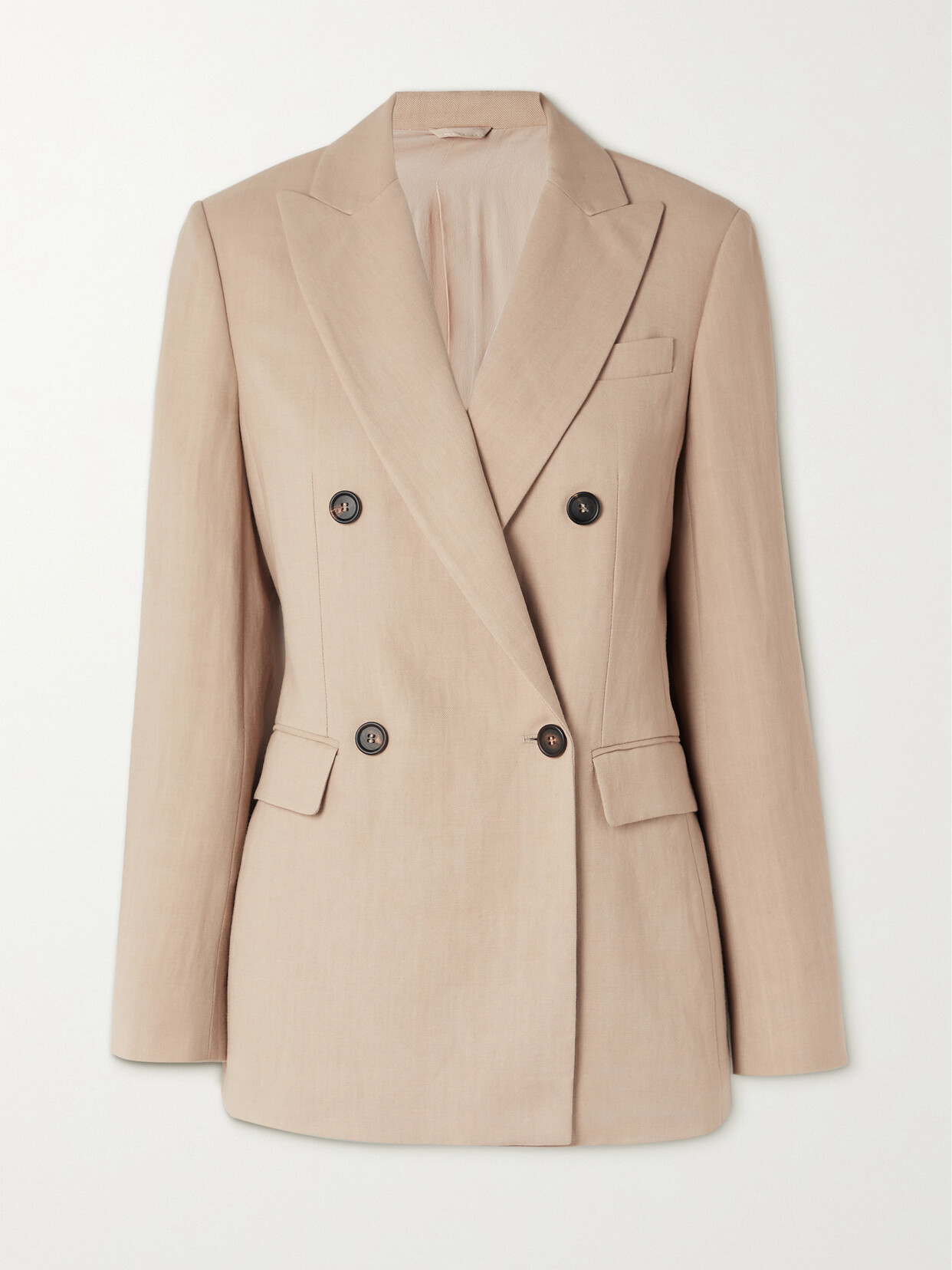 Brunello Cucinelli Double-breasted Linen Blazer In Neutrals