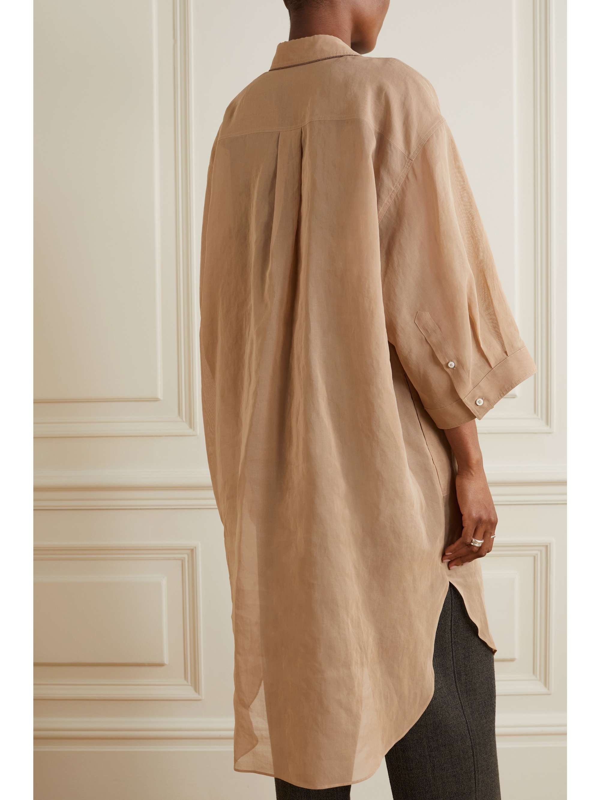 BRUNELLO CUCINELLI Bead-embellished cotton-organza shirt