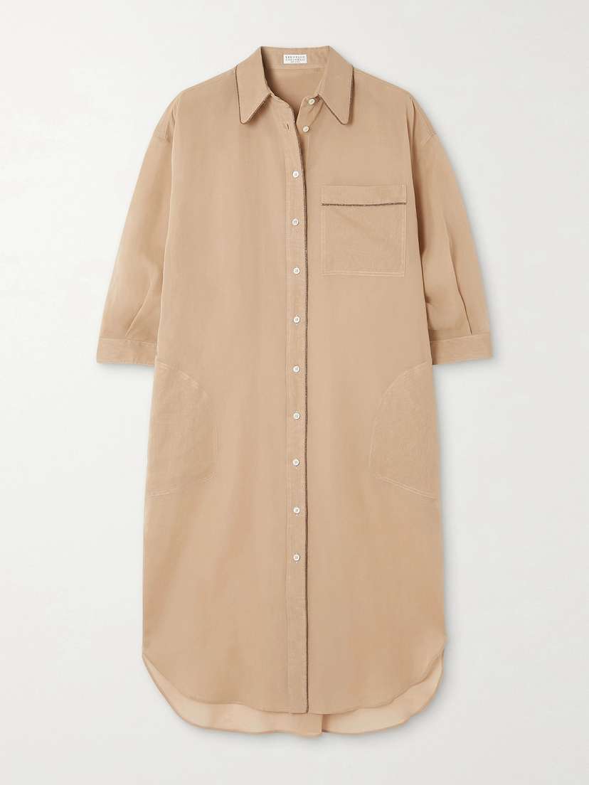 Brunello Cucinelli — Bead-embellished cotton-organza shirt