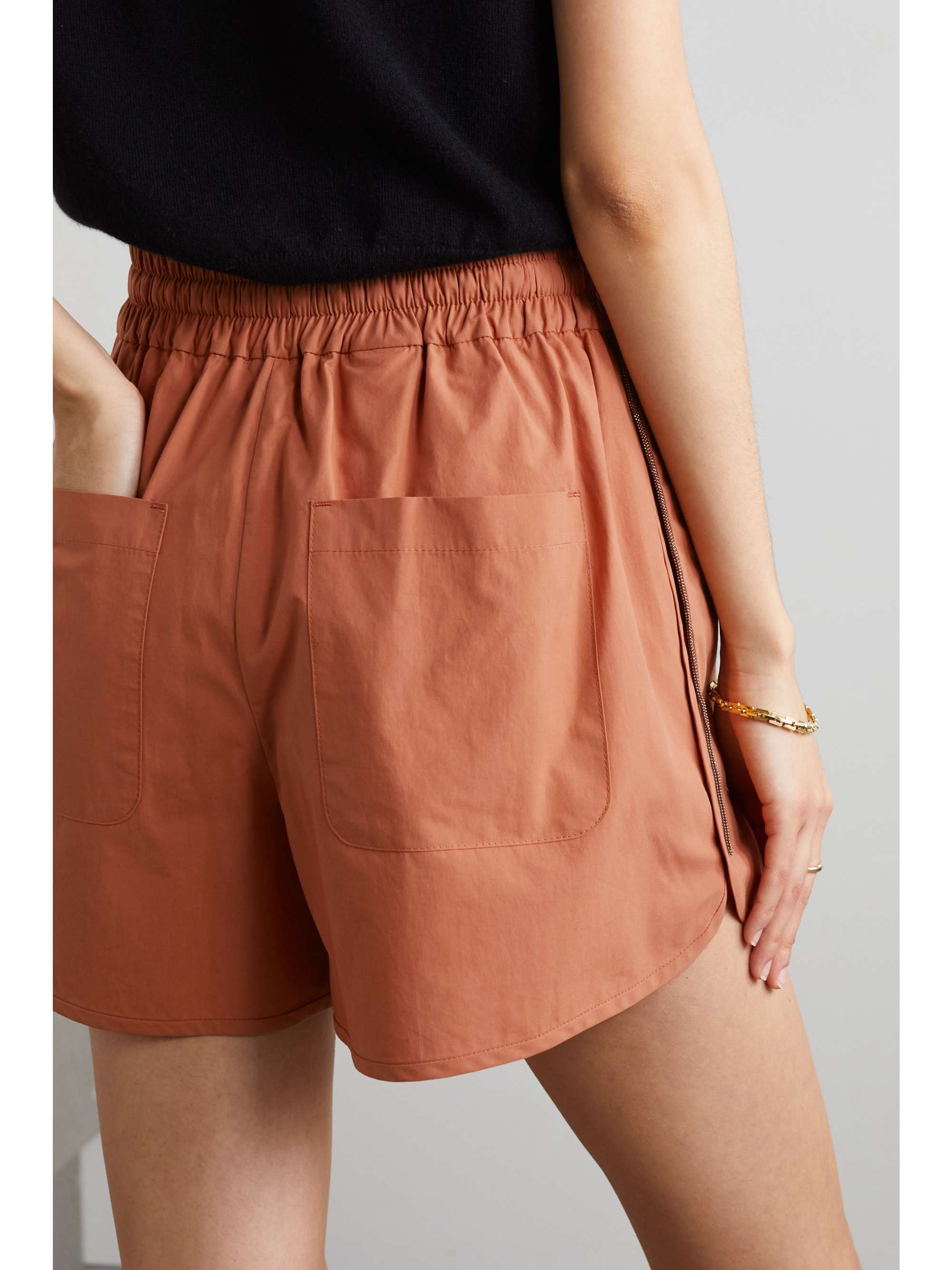 BRUNELLO CUCINELLI Bead-embellished cotton-poplin shorts