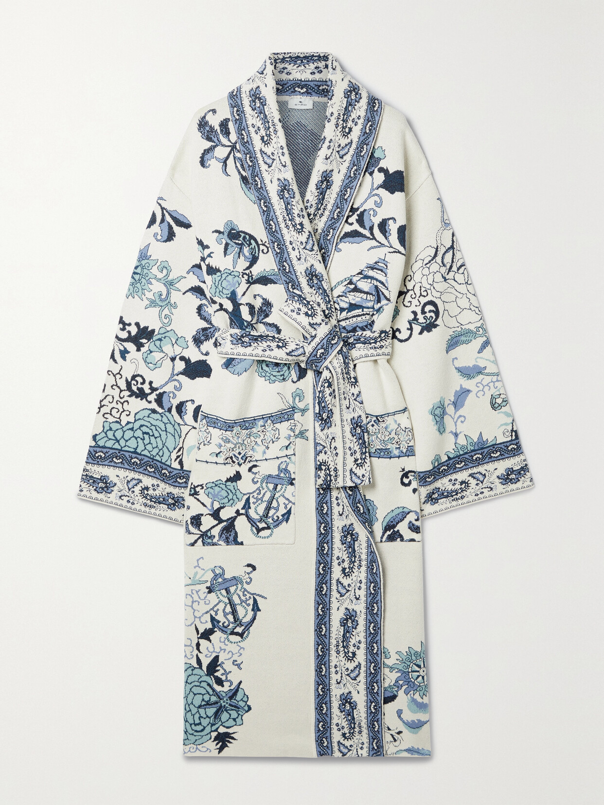 Etro Orion Belted Jacquard-knit Cardigan