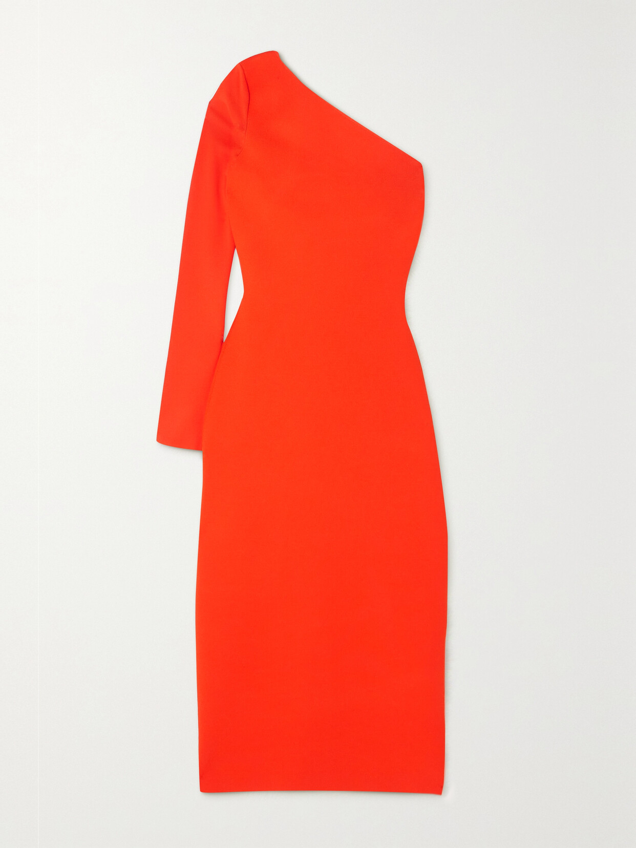 Shop Victoria Beckham Vb Body One-sleeve Stretch-knit Midi Dress In Orange