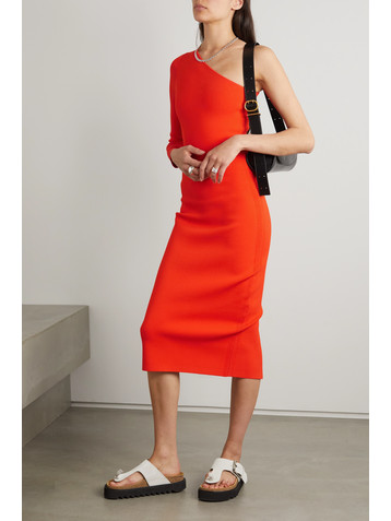 Victoria Beckham VB Body one-sleeve stretch-knit midi dress