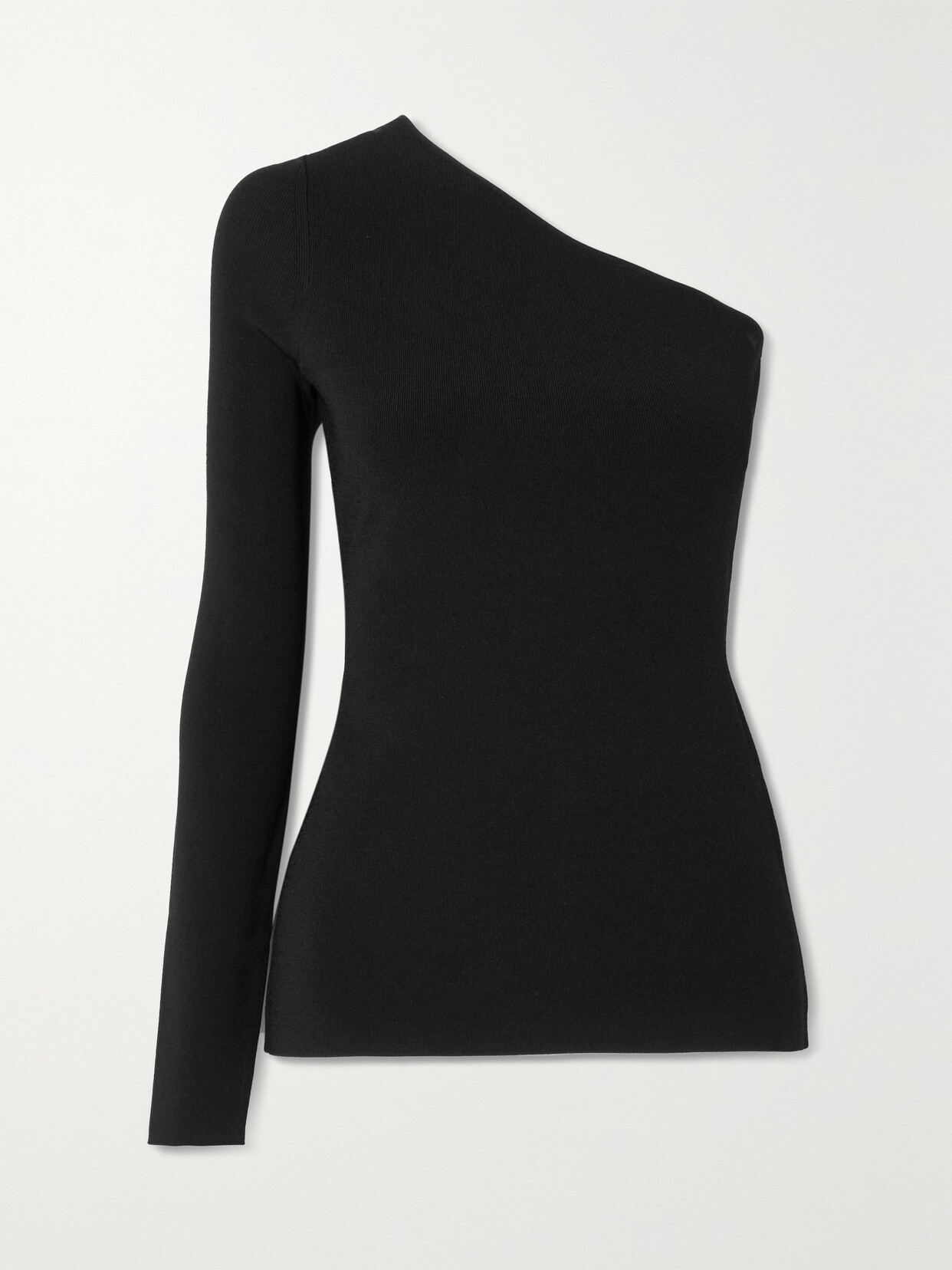 Shop Victoria Beckham One-shoulder Stretch-knit Top In Black