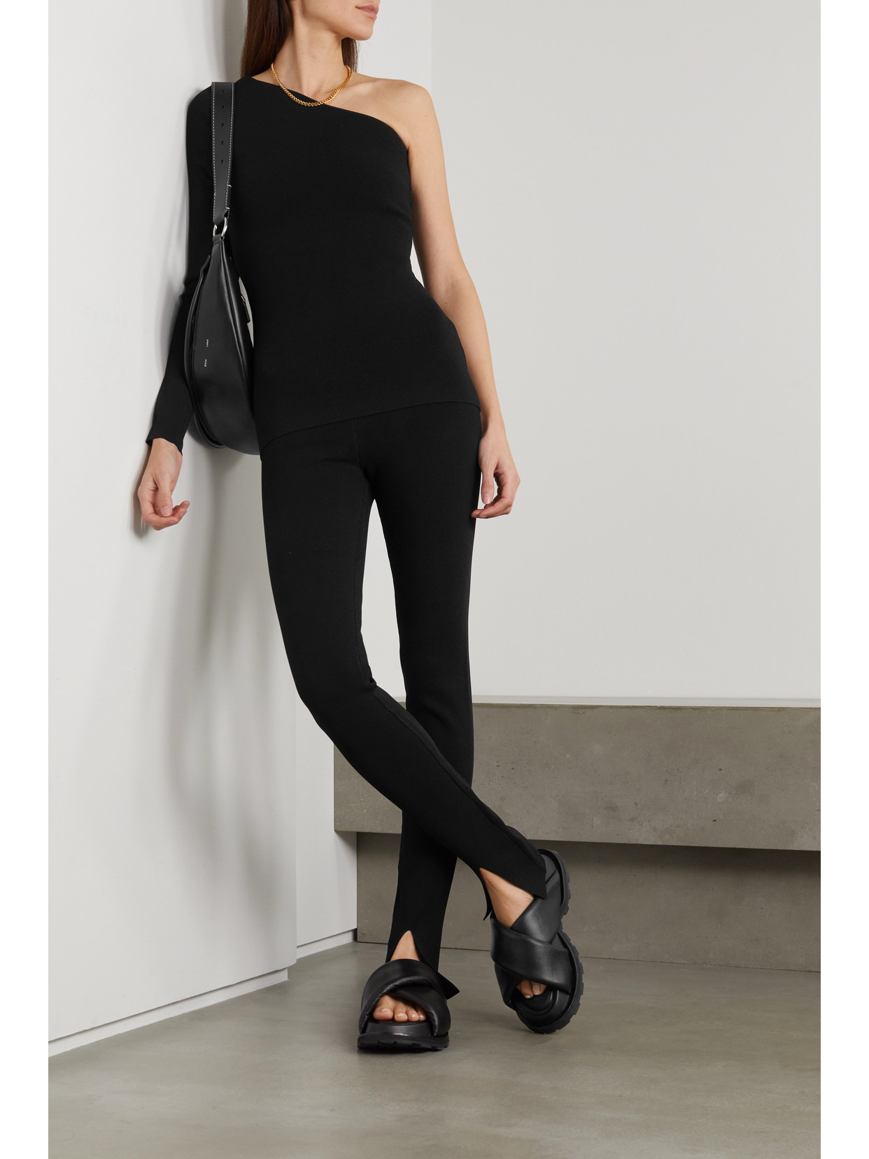 Shop Victoria Beckham One-shoulder Stretch-knit Top In Black