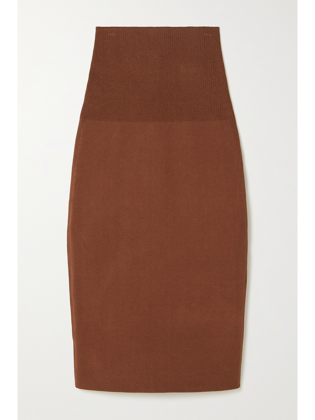 VICTORIA BECKHAM VB BODY RIBBED STRETCH-KNIT MIDI SKIRT