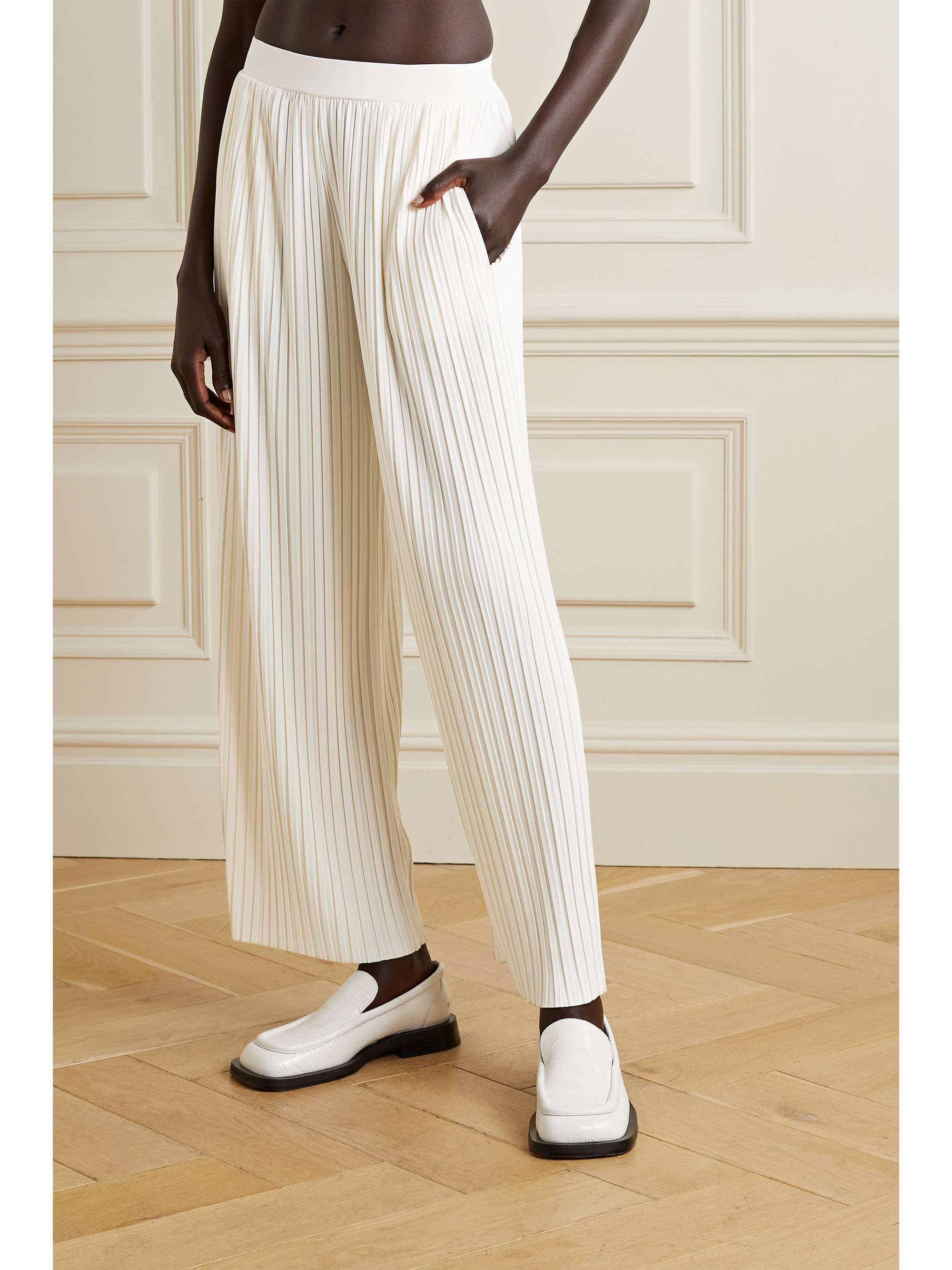 Cacio pleated jersey wide-leg pants 