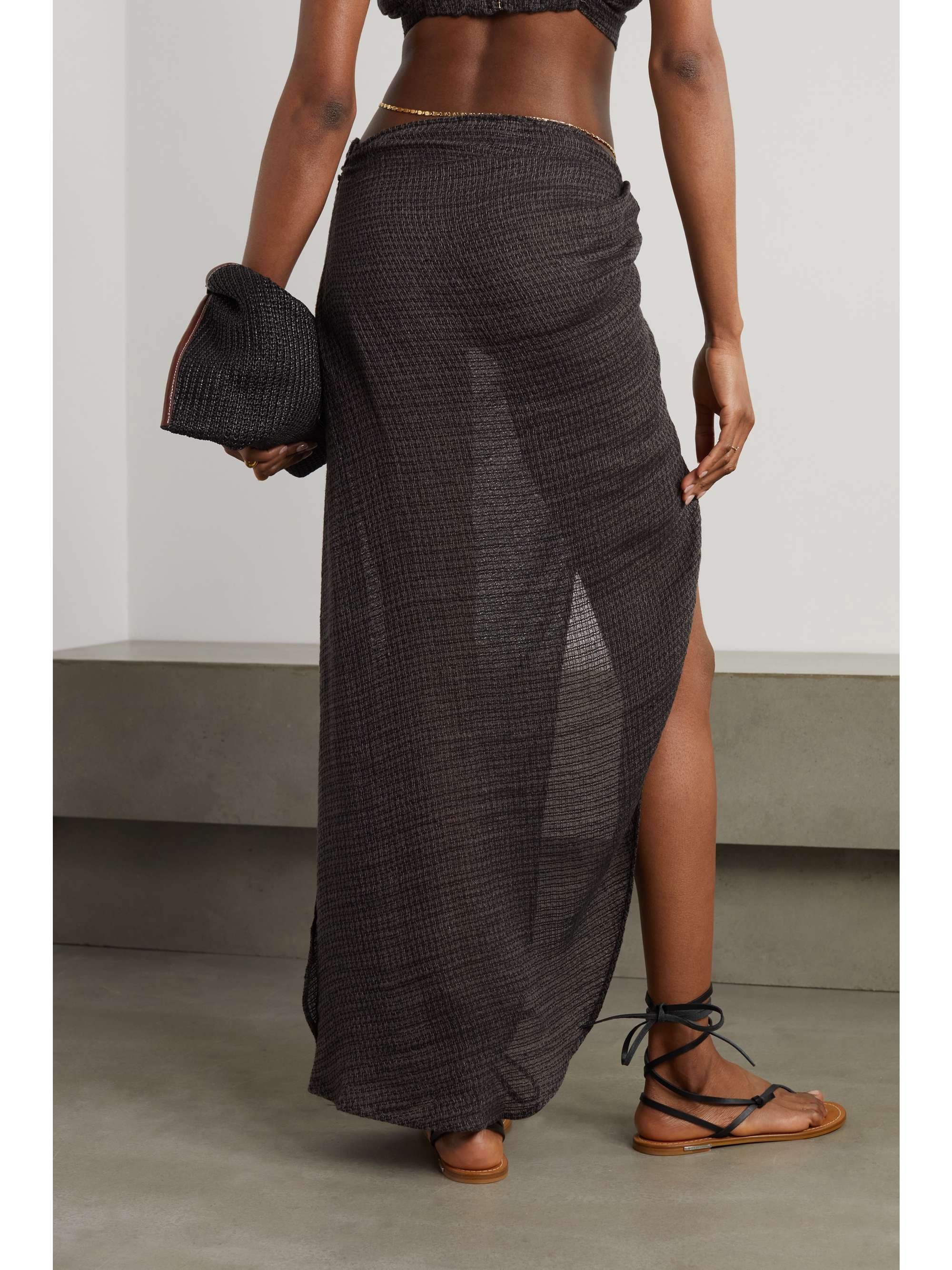 LE KASHA + NET SUSTAIN Maydum Gaz gathered organic linen maxi skirt