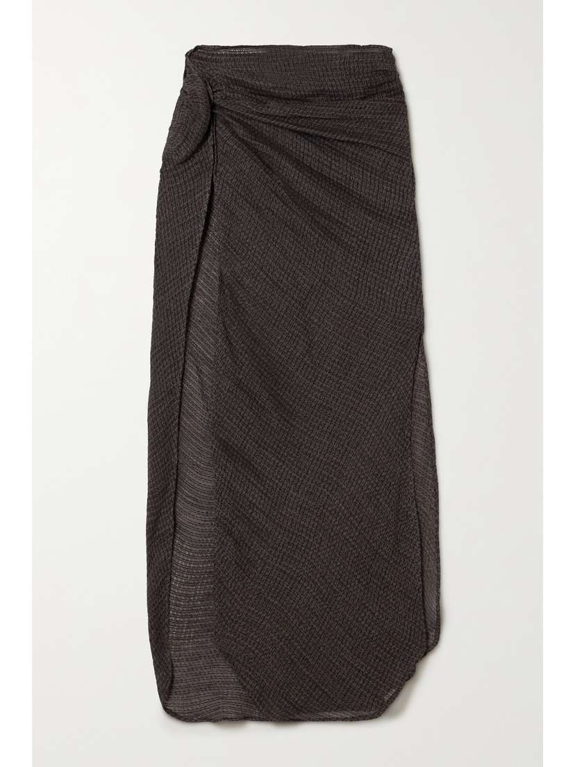 Le Kasha + Net Sustain Maydum Gaz Gathered Organic Linen Maxi Skirt