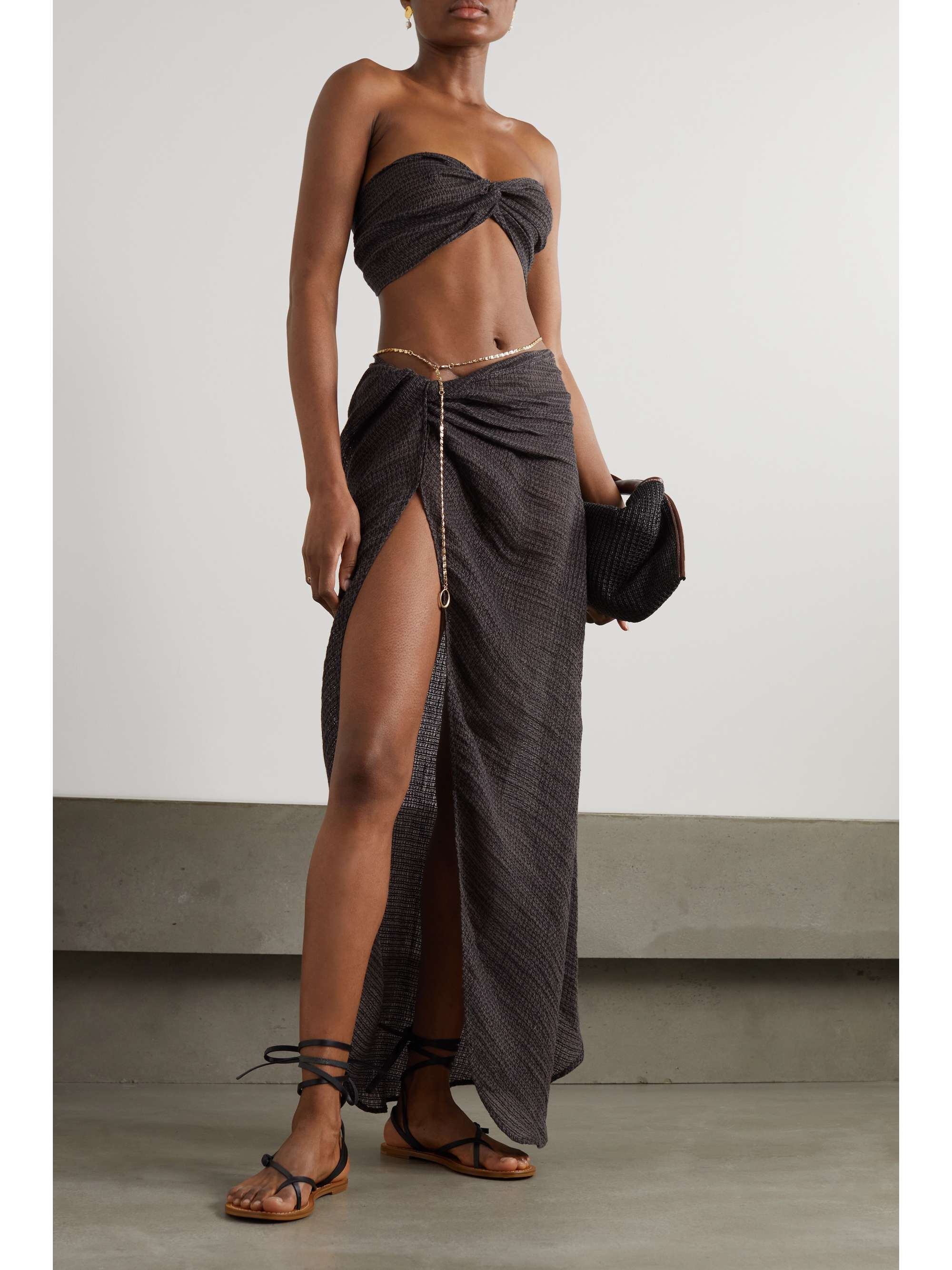 LE KASHA + NET SUSTAIN Maydum Gaz gathered organic linen maxi skirt