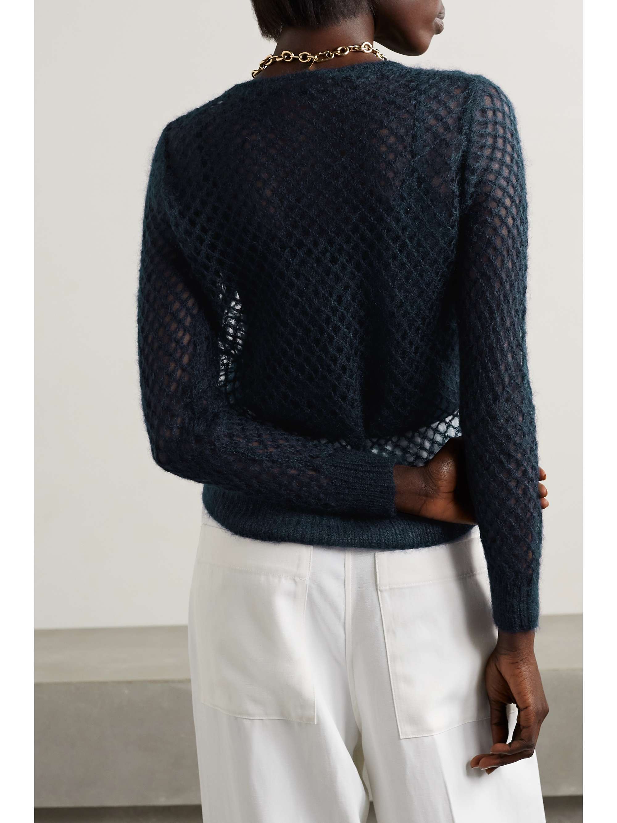 MAX MARA Gargano layered open-knit mohair-blend and stretch-jersey top