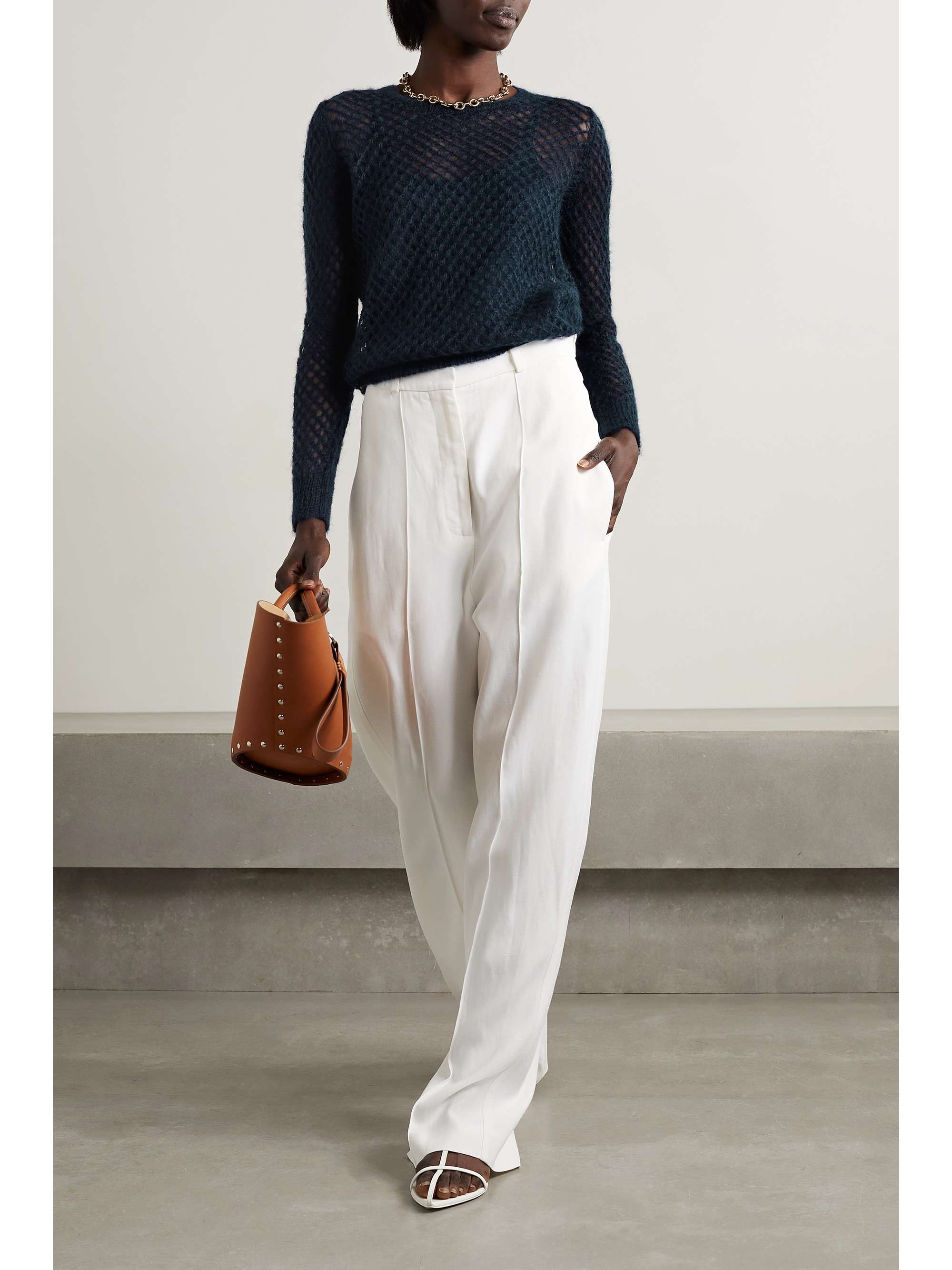 MAX MARA Gargano layered open-knit mohair-blend and stretch-jersey top